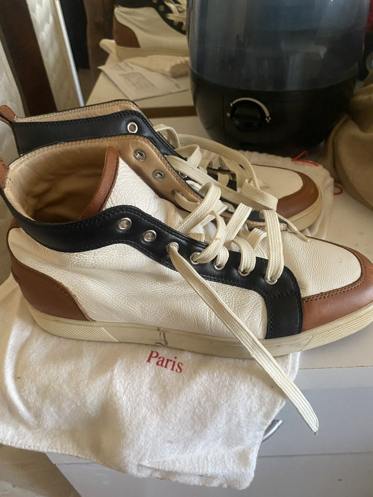 Christian Louboutin High-Top Leather Sneakers