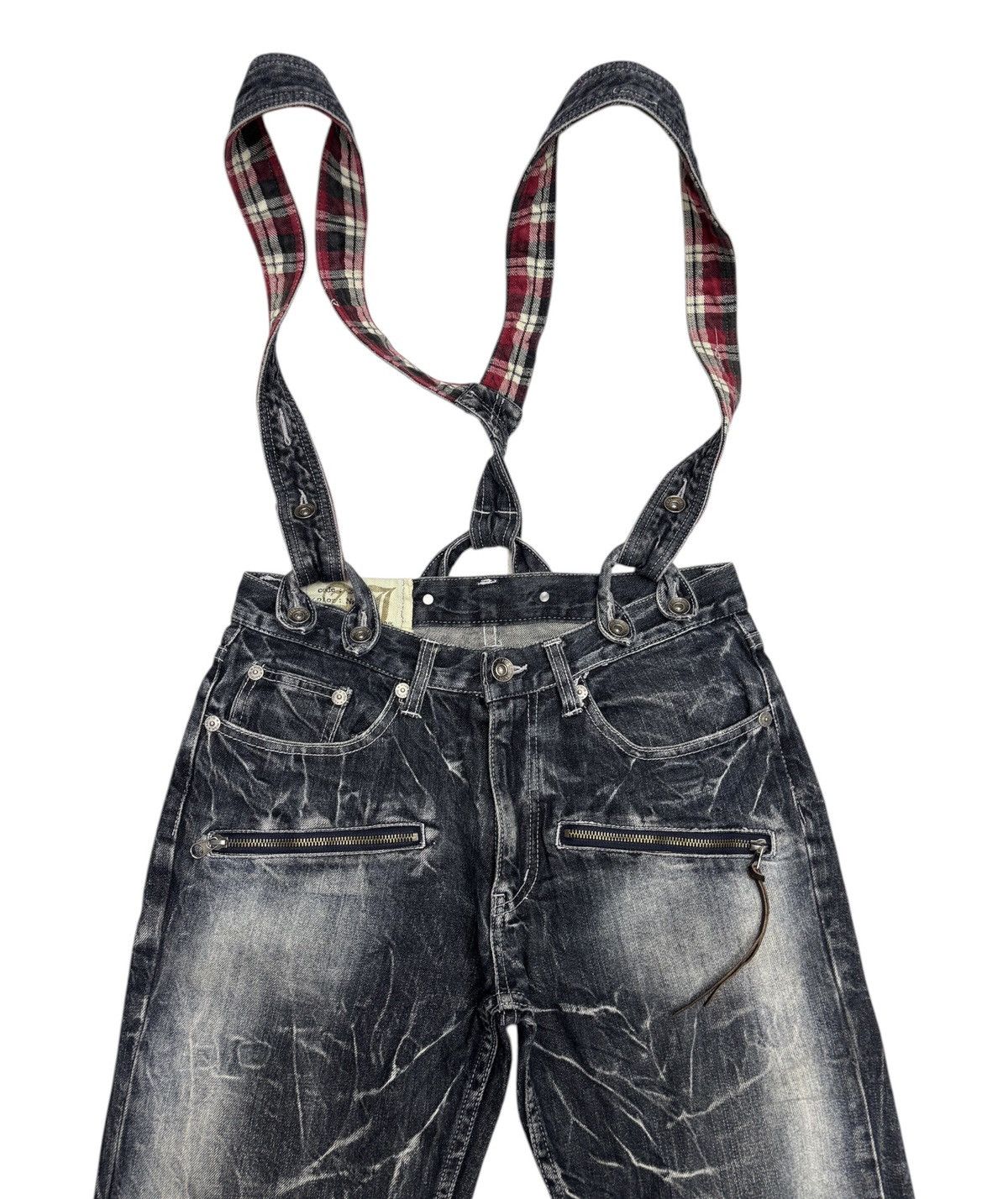 Hysteric Glamour × Japanese Brand 🔥VINTAGE ANTFUI JEANS WHISKER DISTRESSED DENIM SUSPENDER Size US 33 - 5 Thumbnail