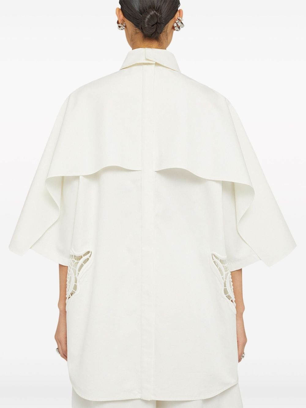 Jil Sander o1w1db10825 Lace-Detail Cape Top in Ivory Size XL / US 12-14 / IT 48-50 - 6 Thumbnail
