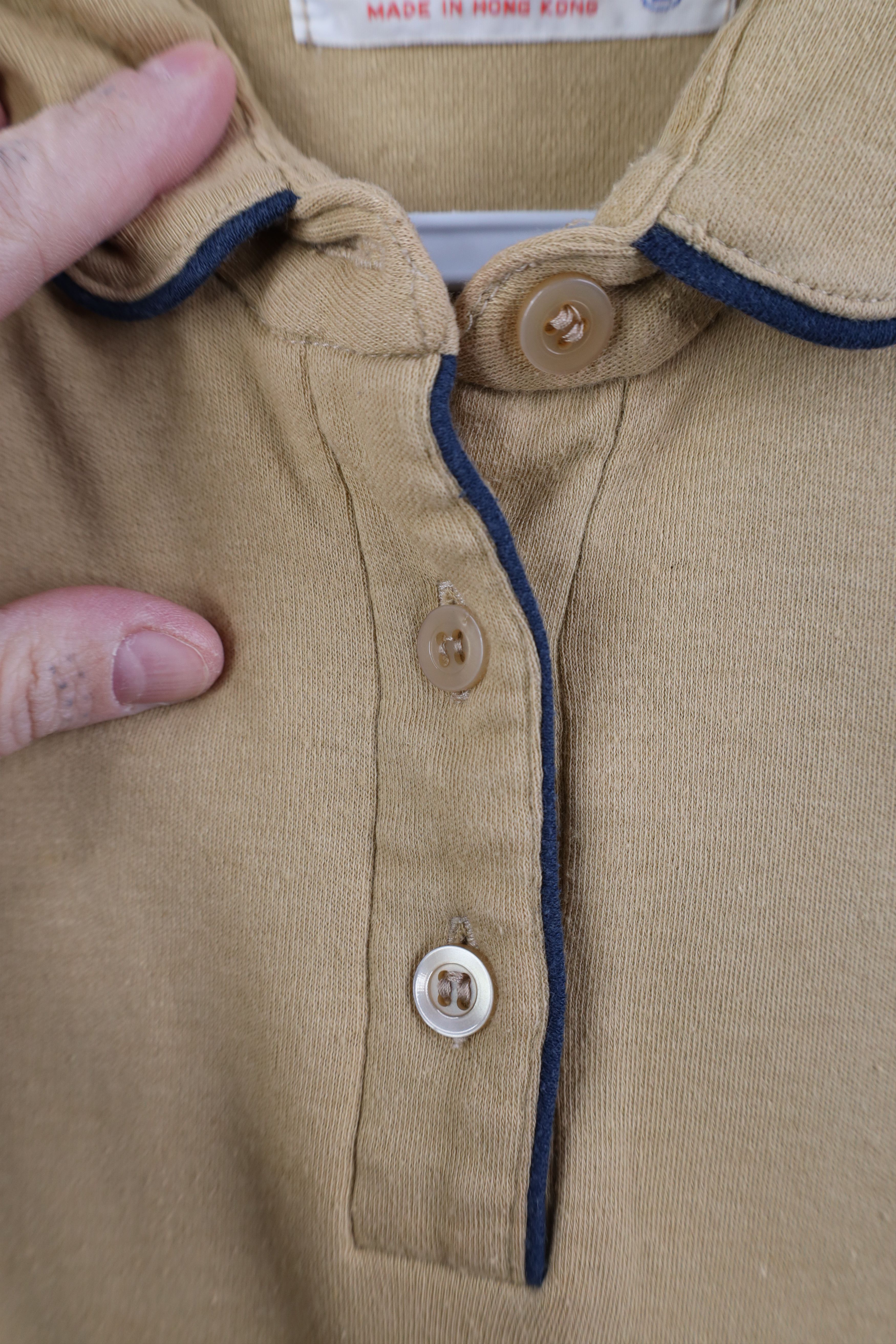 Vintage Vintage 70s Streetwear Knit Collared Polo Shirt Beige Size L / US 10 / IT 46 - 5 Thumbnail