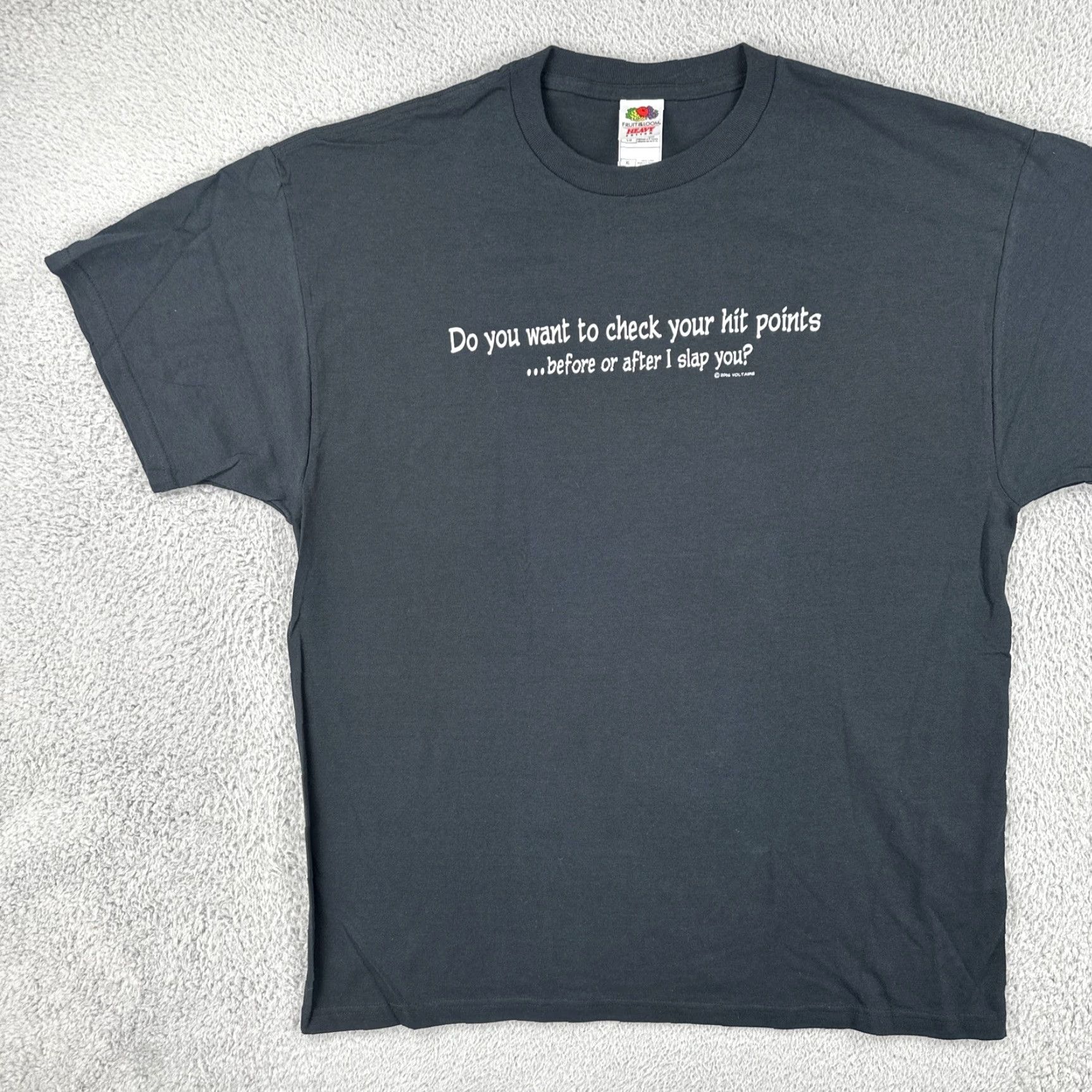 Fruit Of The Loom VINTAGE Fruit of the Loom T-Shirt Black XL Crew Neck Short Sleeve Funny Sarcastic Humor Tee Men Size US XL / EU 56 / 4 - 3 Thumbnail