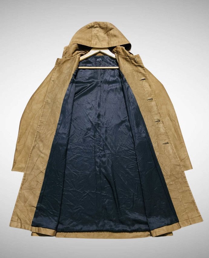 A.P.C. Distressed Vintage A.P.C Heavy/Wax Cotton Long Hooded Jacket Size US L / EU 52-54 / 3 - 6 Thumbnail
