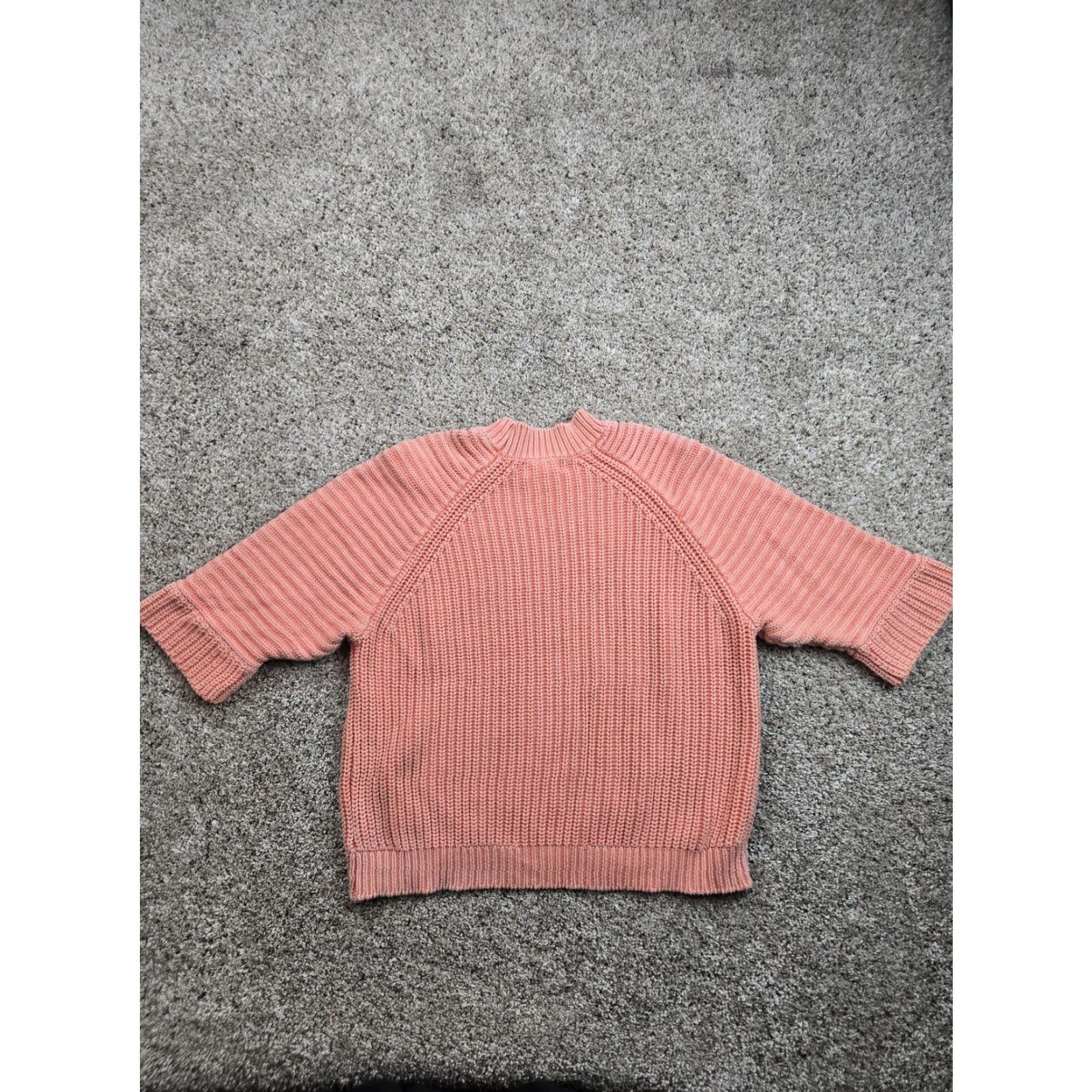 Vintage Maeve Pink 100% Cotton Chunky Knit Pullover Sweater Womens Small Crew Neck Raglan 3/4 Sleeve Size S / US 4 / IT 40 - 6 Thumbnail
