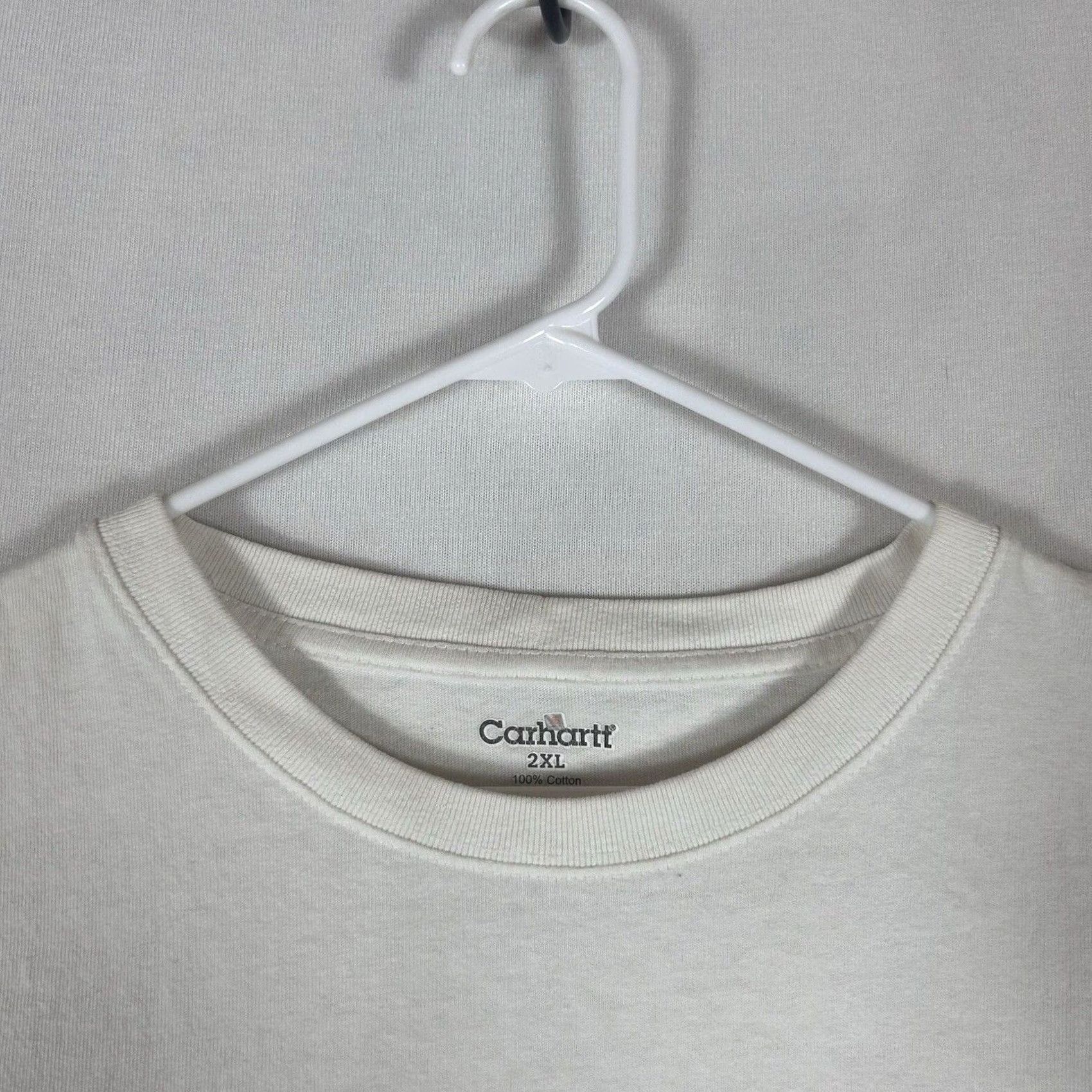 Carhartt Carhartt Long Sleeve Shirt Mens 2XL White Cotton Casual XXL Stained, Logo, USA, Work, Vintage: No Size US XXL / EU 58 / 5 - 4 Thumbnail
