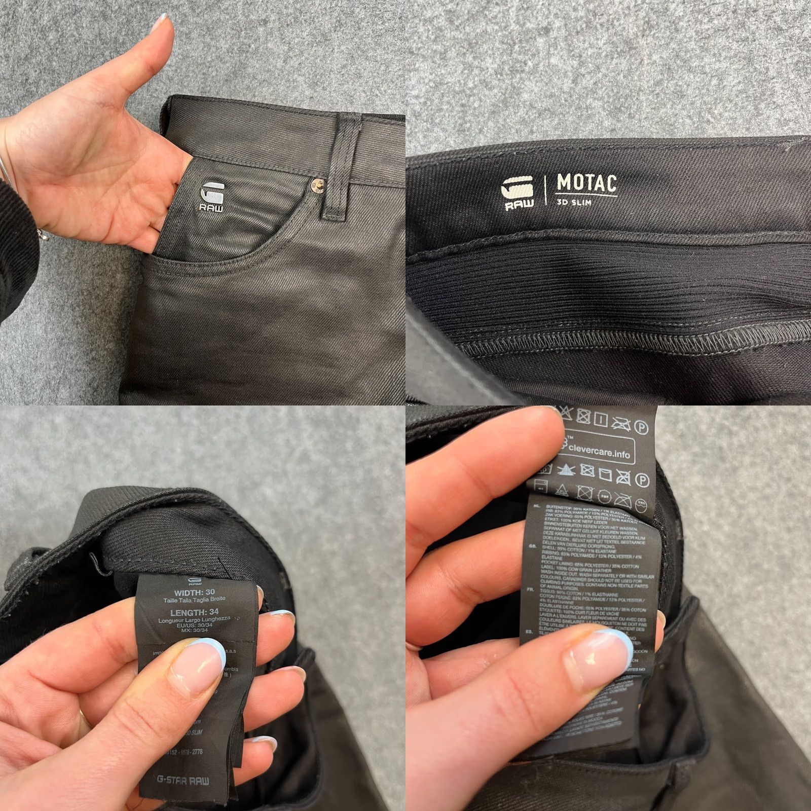 G-Star G-Star Mens Jeans Slim Fit 30 34 Black Motac 3D Leather Coated Look RARE Jeans Mens Slim Black Motac 3D Leather Look Size US 30 / EU 46 - 8 Thumbnail