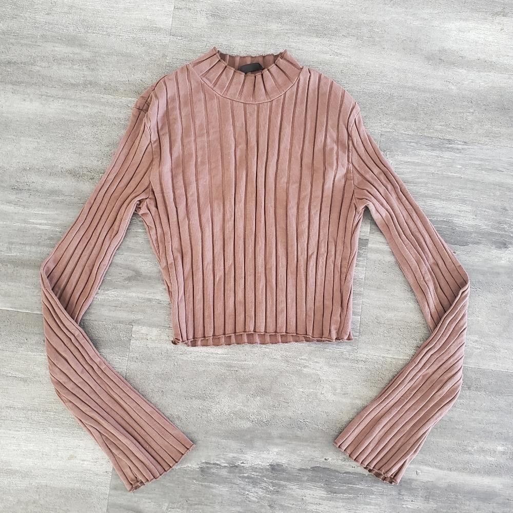 Shein Chocolate Cropped SHEIN Ribbed Long Sleeve Size S / US 4 / IT 40 - 1 Thumbnail