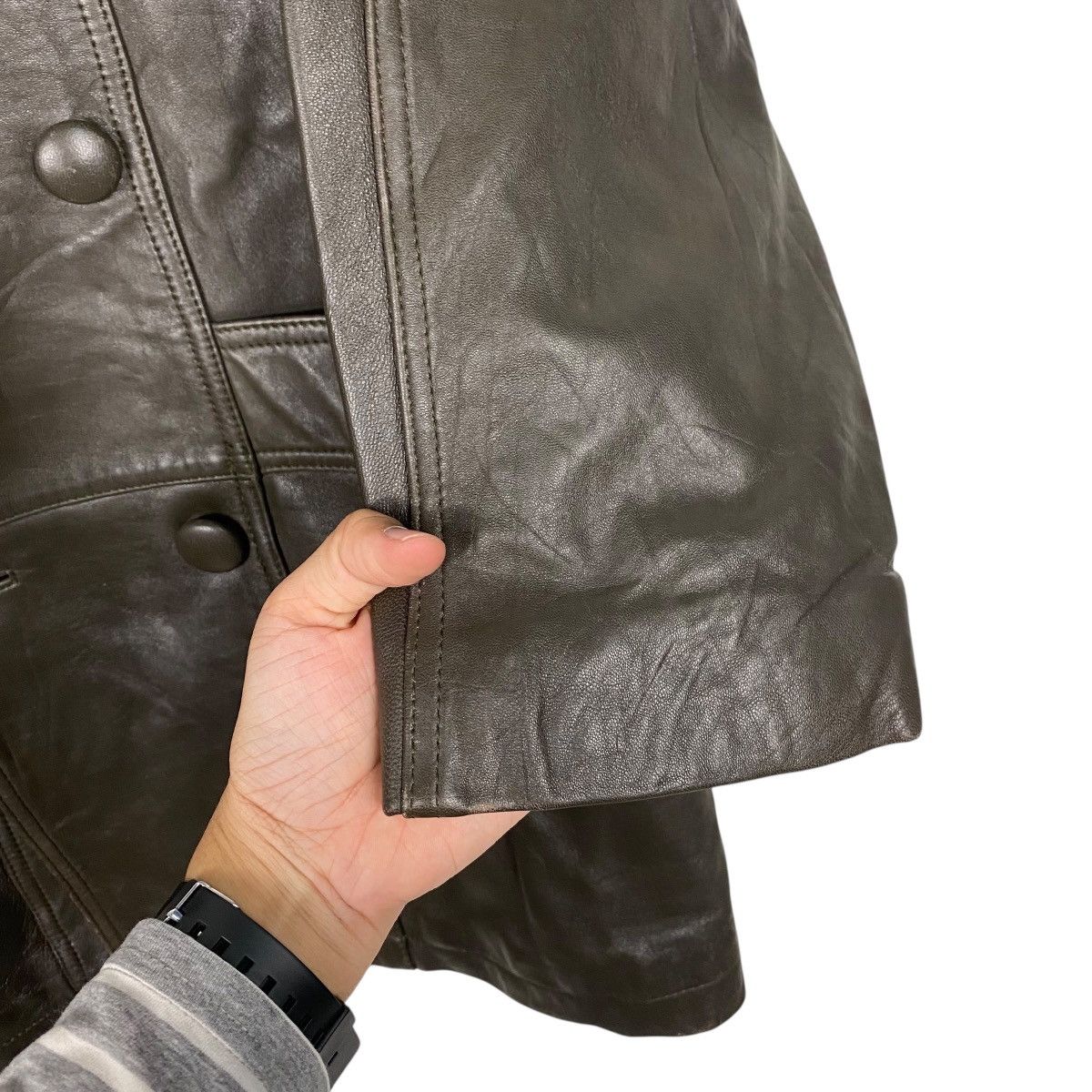 Leather Vintage leather overcoat double breasted Size US M / EU 48-50 / 2 - 13 Thumbnail