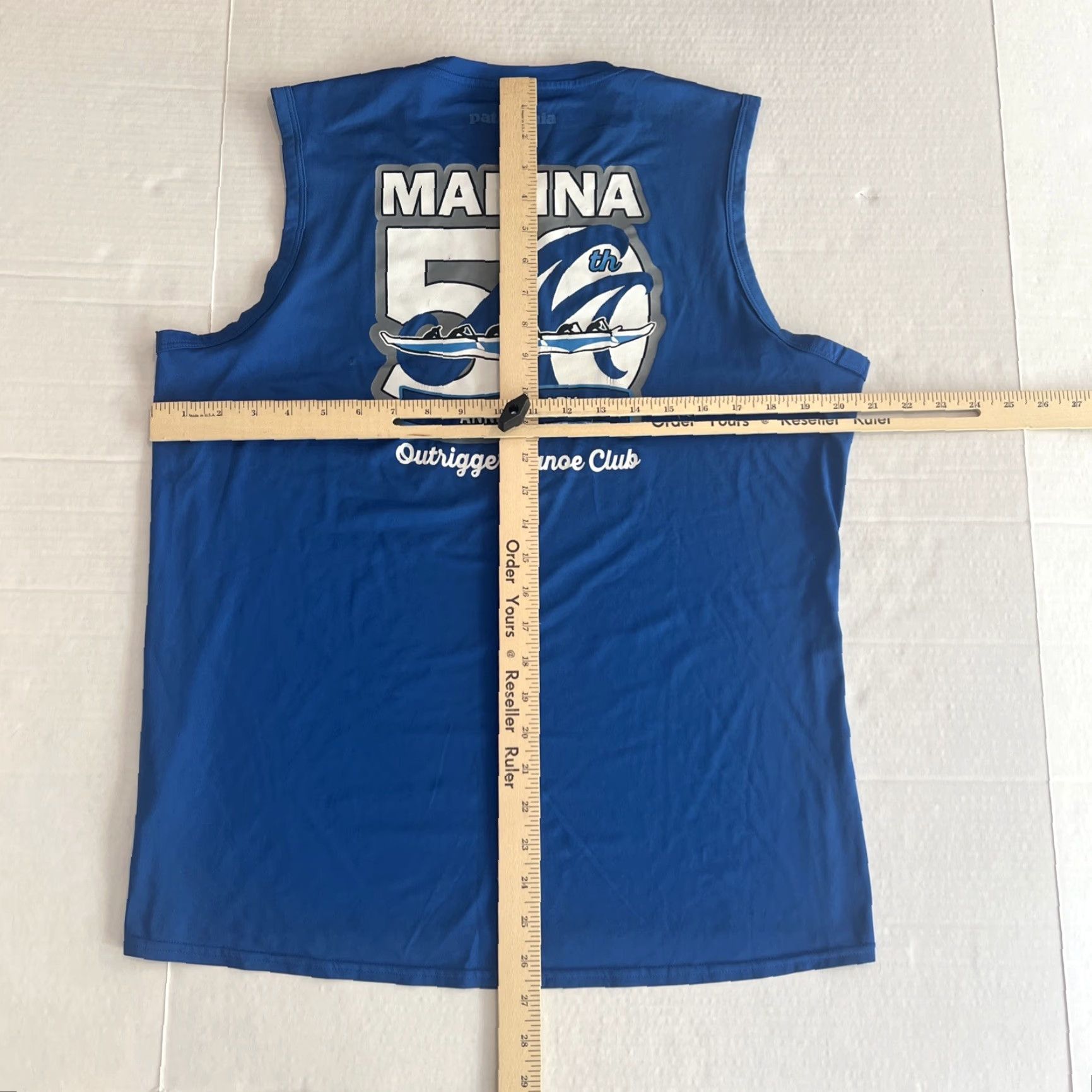 Patagonia VINTAGE Outrigger Canoe Club MDR Race Jersey Tank Top Shirt Mens L Blue Graphic Print Surfers 80s 90s Beach Retro Ocean USA Comfort Wash Size US L / EU 52-54 / 3 - 6 Thumbnail