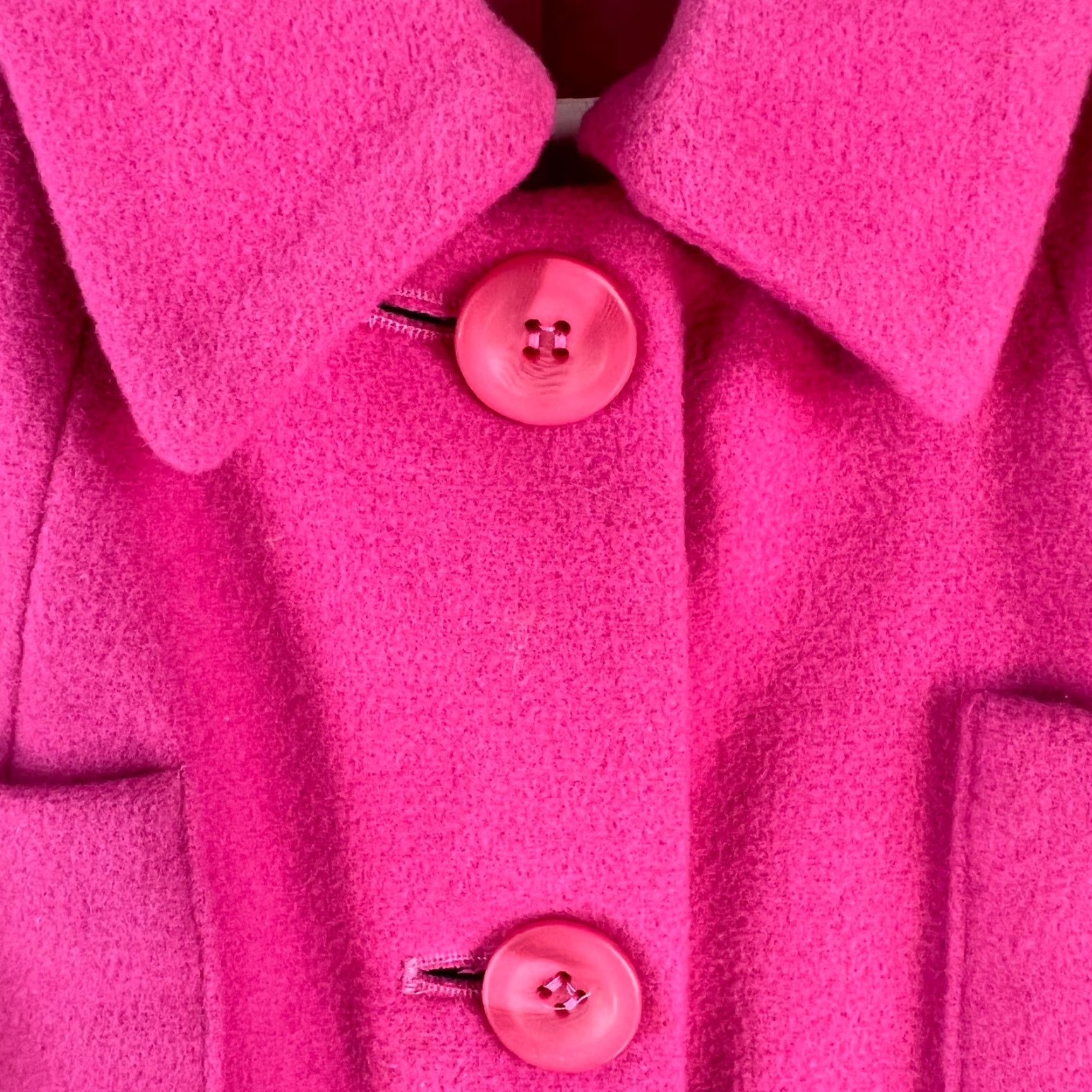 Pinko Womens Pink Wool Blend Jacket, Long Sleeve, Button Front, Spread Collar, Chest Pockets, Size 12, Regular Fit, Classic Pattern, Casual/Formal Size XL / US 12-14 / IT 48-50 - 3 Thumbnail