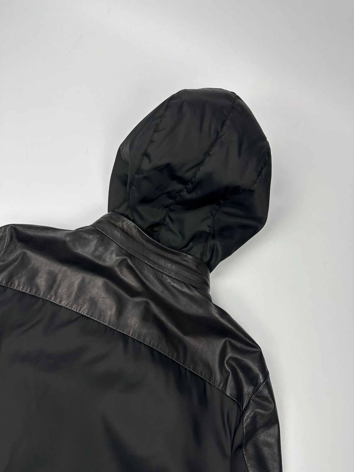 Prada Prada Sport FW2010 Leather & Nylon Black Hooded Jacket Size US M / EU 48-50 / 2 - 8 Thumbnail