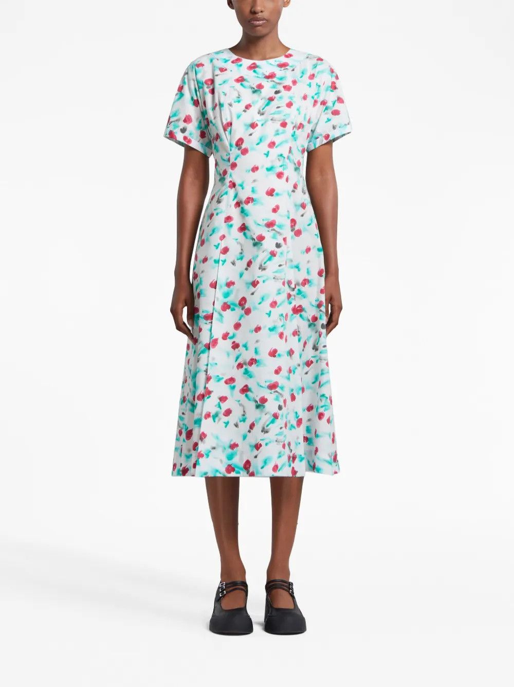 Marni o1w1db10125 Print Cotton Midi Dress in Multicolor Size XL / US 12-14 / IT 48-50 - 2 Thumbnail