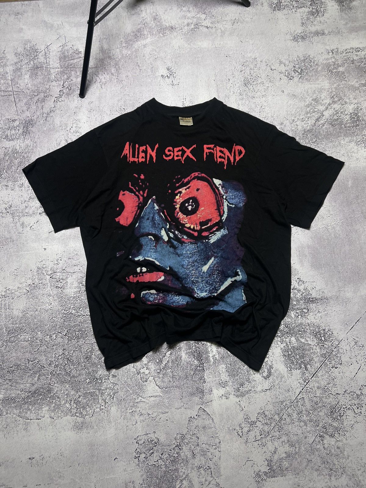Pre-owned Band Tees X Rock Band 90's Vintage Sunfaded Alien Sex Fiend Tee In Black