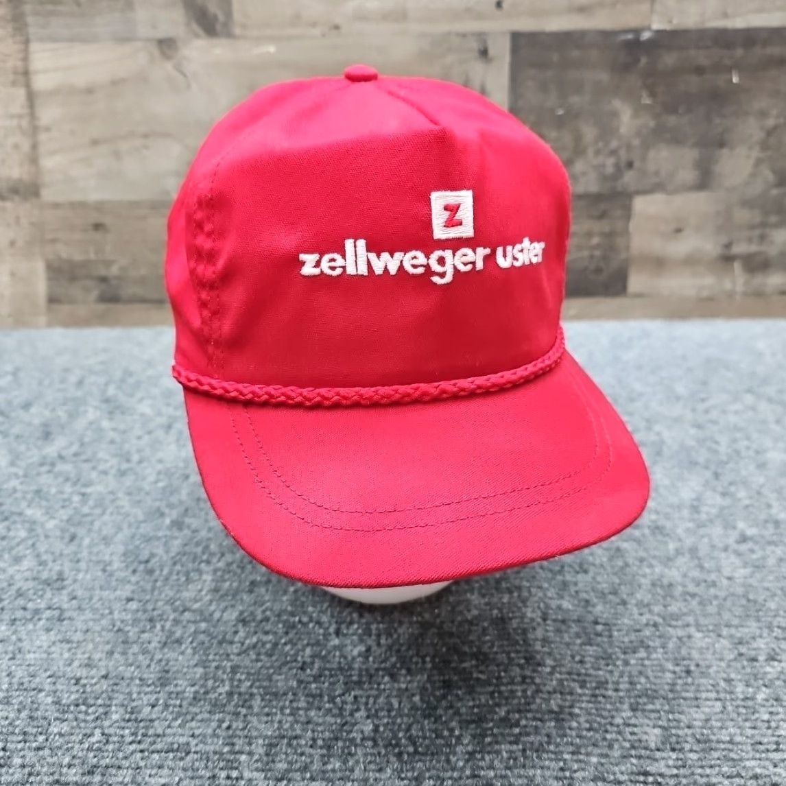 Roper VINTAGE Hat USA Red Zellweger Uster Cap One Size Men Adjustable Thick Rope Bill Green under Brim Size ONE SIZE - 2 Thumbnail