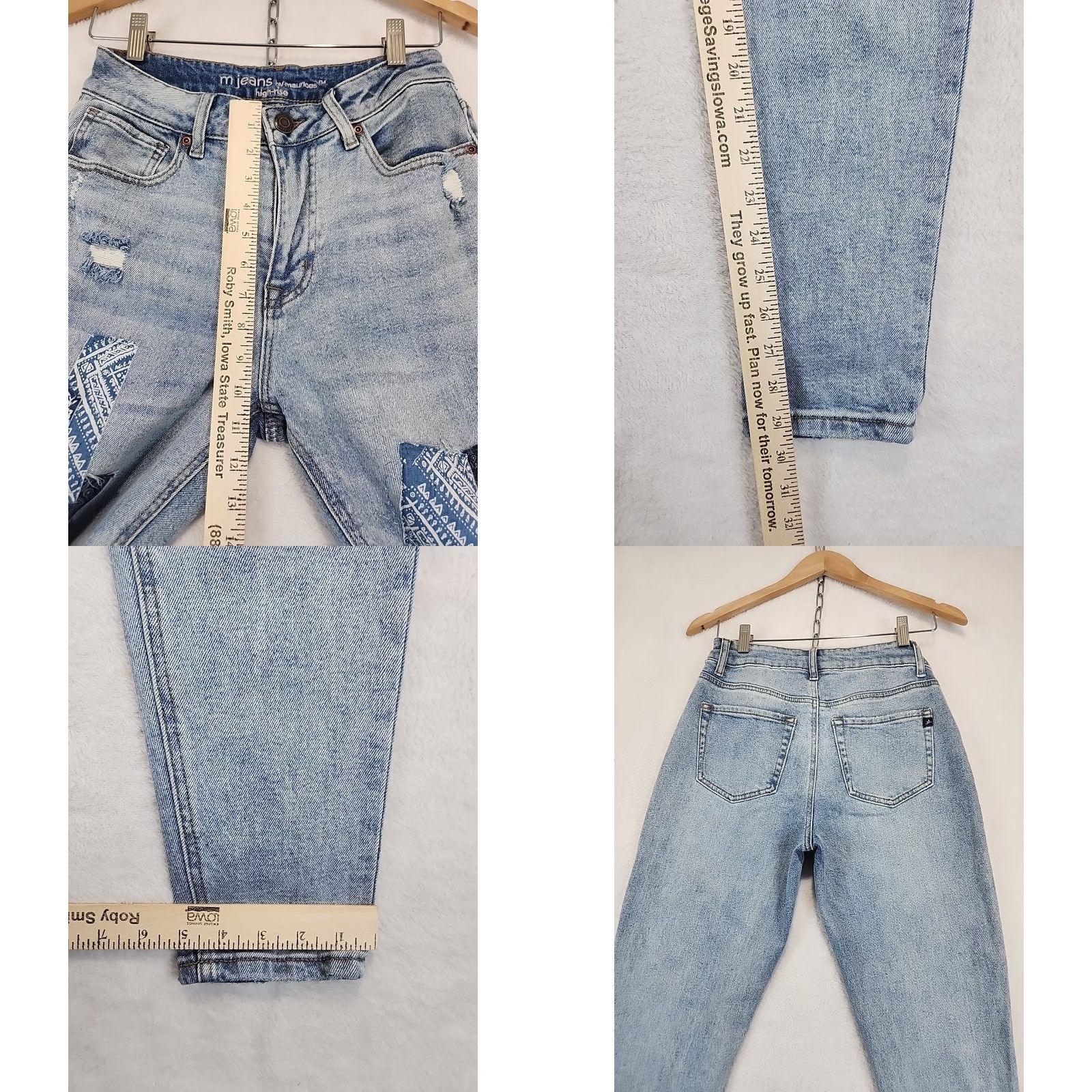 Vintage M Jeans Maurices Women's Jeans High-Rise Patchwork Distressed 5-Pocket Ankle Blue Cotton Blend Medium Wash Size 26" / US 2 / IT 38 - 8 Thumbnail