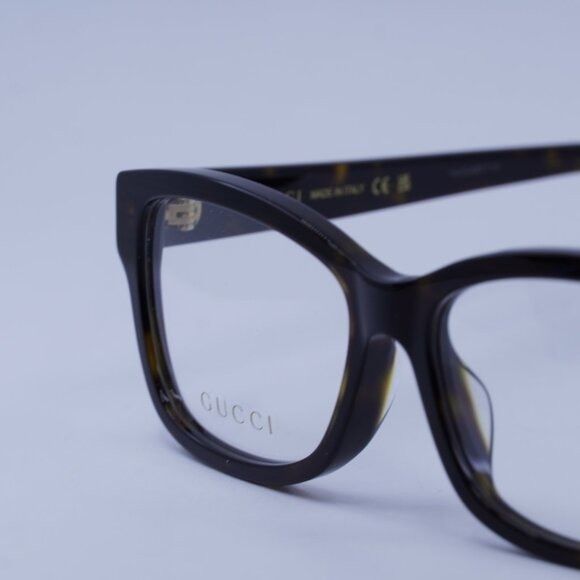 Gucci Gucci GG1259OA 002 Eyeglasses Dark Havana 55mm Rectangle Size ONE SIZE - 4 Thumbnail