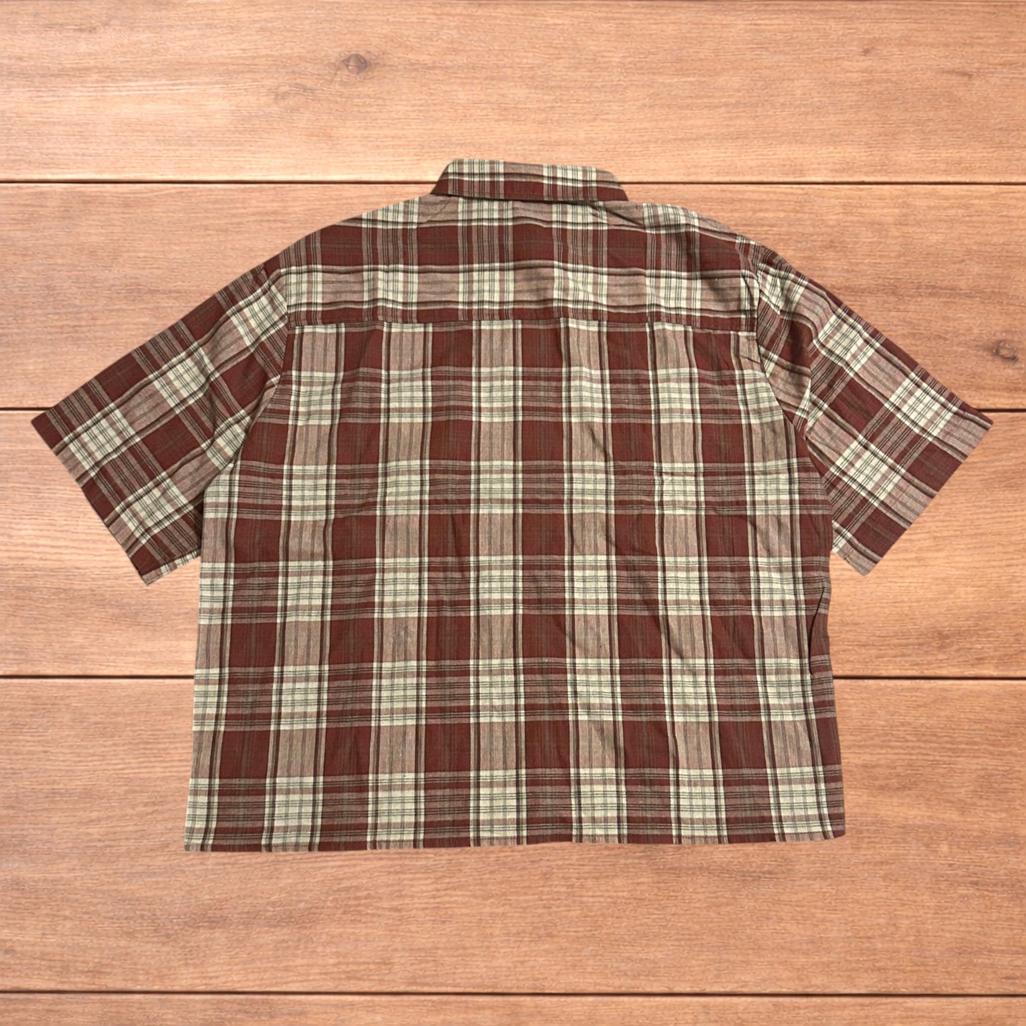 Japanese Brand Checkered cotton short sleeve button up shirt in red/beige. Size US M / EU 48-50 / 2 - 2 Thumbnail
