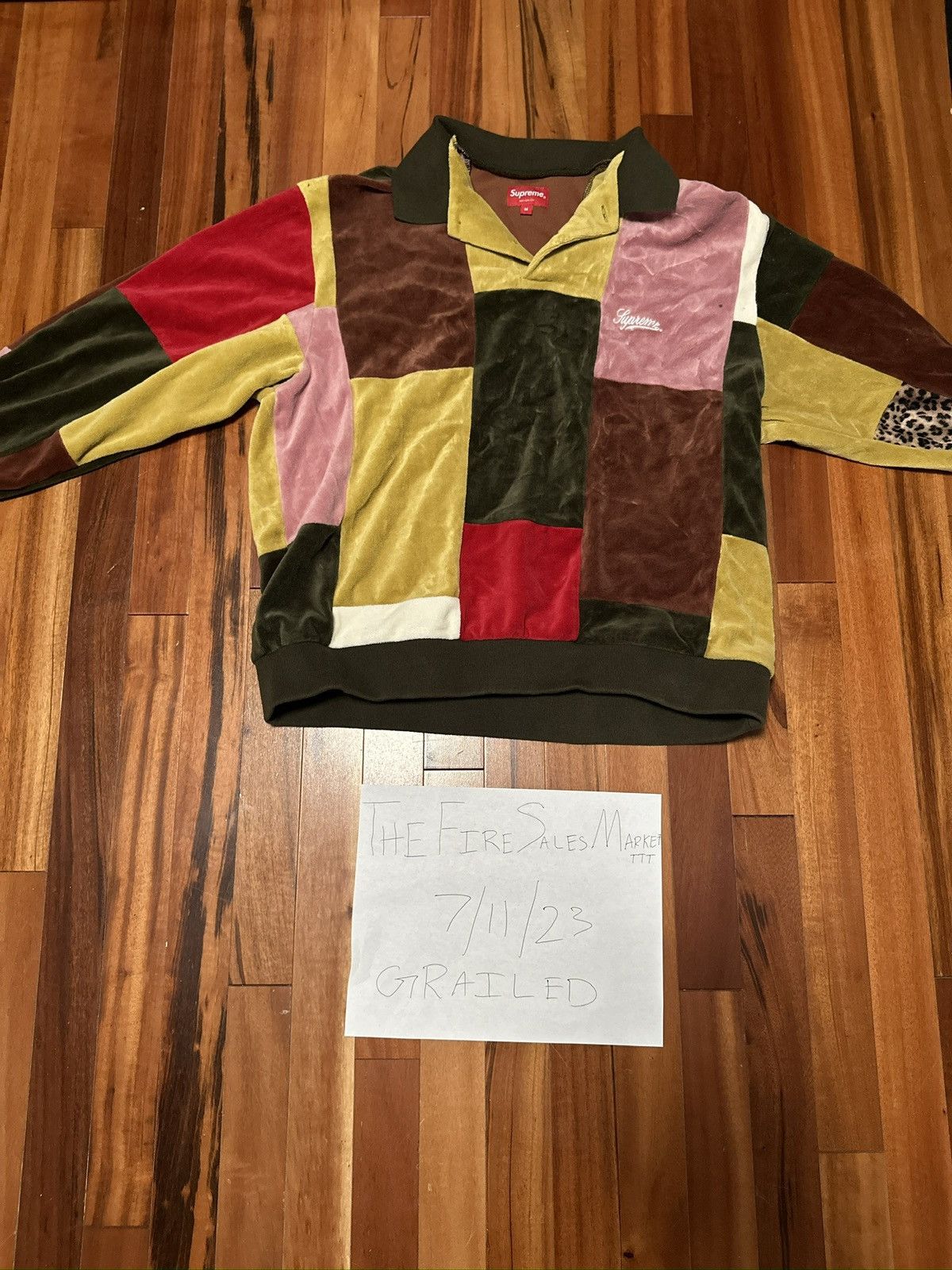 Supreme Patchwork Velour L/S Polo  XL