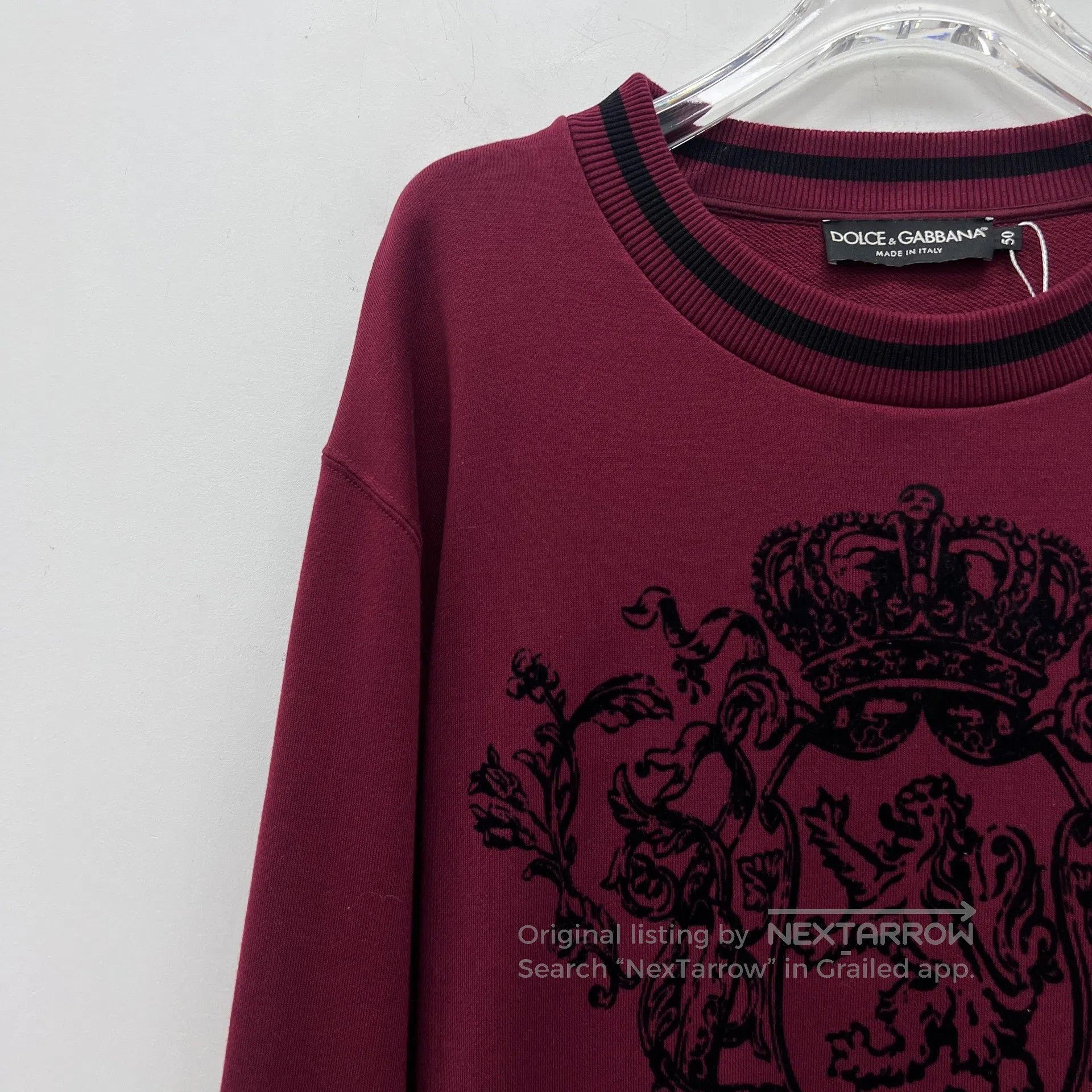 Dolce & Gabbana Dolce Gabbana Dark Red Crown Totem Embroidered Cotton Crew Size US M / EU 48-50 / 2 - 3 Thumbnail