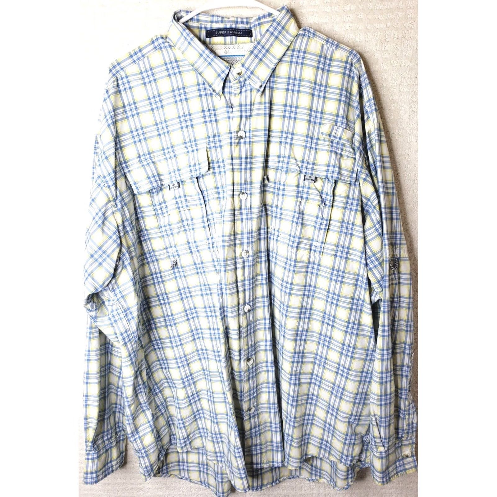 Vintage VINTAGE COLUMBIA PFG Shirt Mens XL Blue Yellow Plaid Long Sleeve OMNI-SHADE Size US XL / EU 56 / 4 - 2 Thumbnail