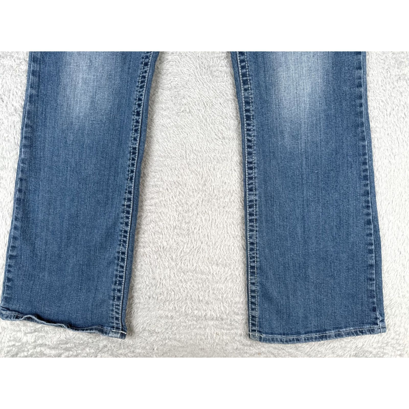 Vintage Maurices Jeans Blue Denim 13 L Low Rise Bootcut Flared 33x31 Cotton 5-Pocket Design Womens Jeans Size 34" / US 12 / IT 48 - 2 Thumbnail