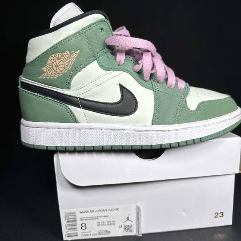 image of Air Jordan 1 Mid Se 'dutch Green' Womens Sneakers - Size 8