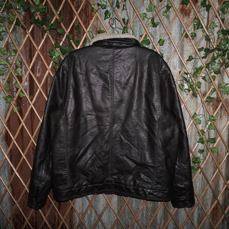 Levi's XL -Vintage Y2K Levis button up Sherpa collar leather jacket Size US XL / EU 56 / 4 - 2 Thumbnail