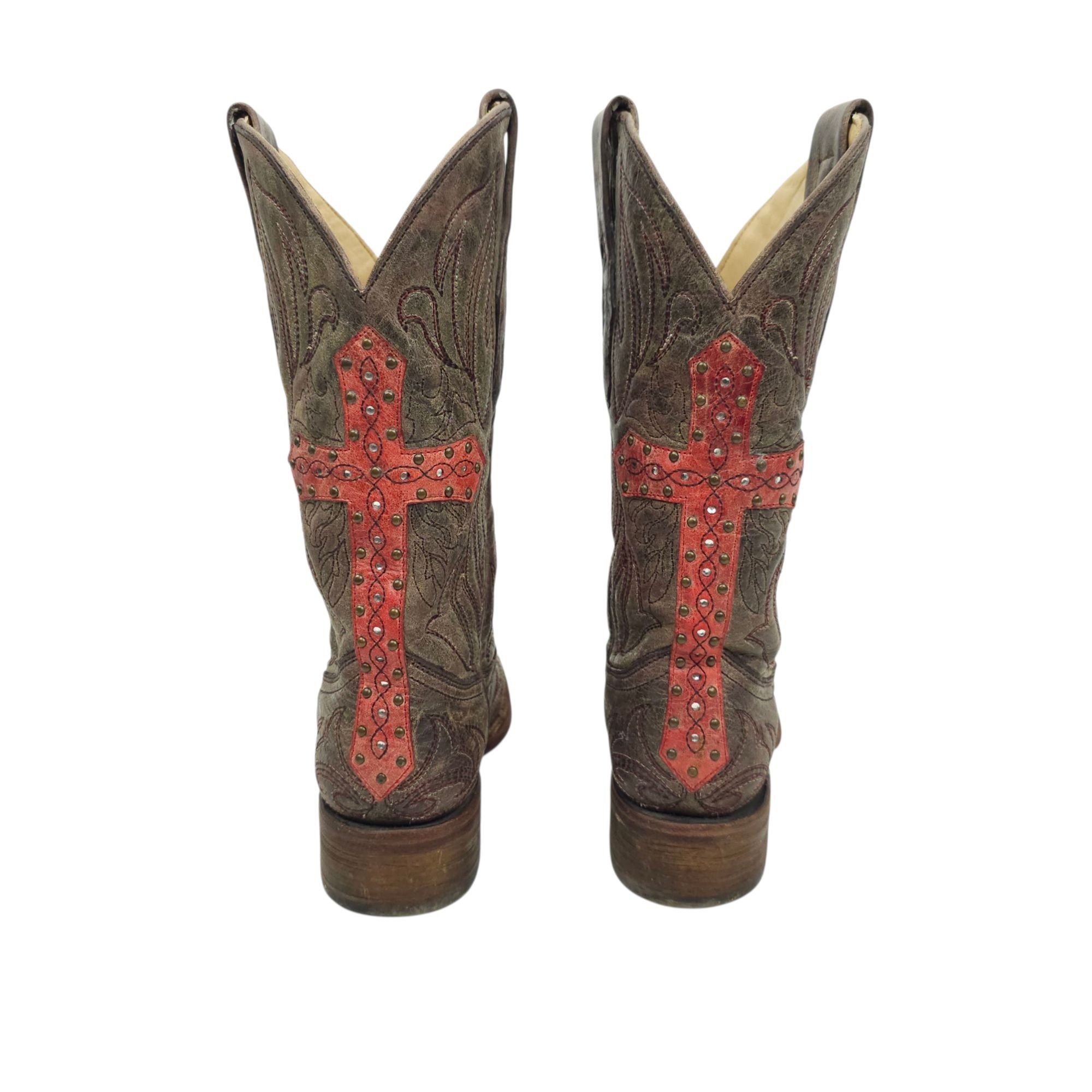 Corral Corral Western Boots Leather Women 6.5M Cross Stud Size US 6.5 / IT 36.5 - 6 Thumbnail