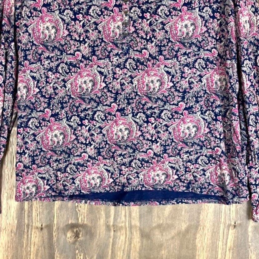 Lucky Brand Lucky Brand Blouse Womens Paisley Long Sleeve Henley V Neck Boho Pink M Size M / US 6-8 / IT 42-44 - 3 Thumbnail