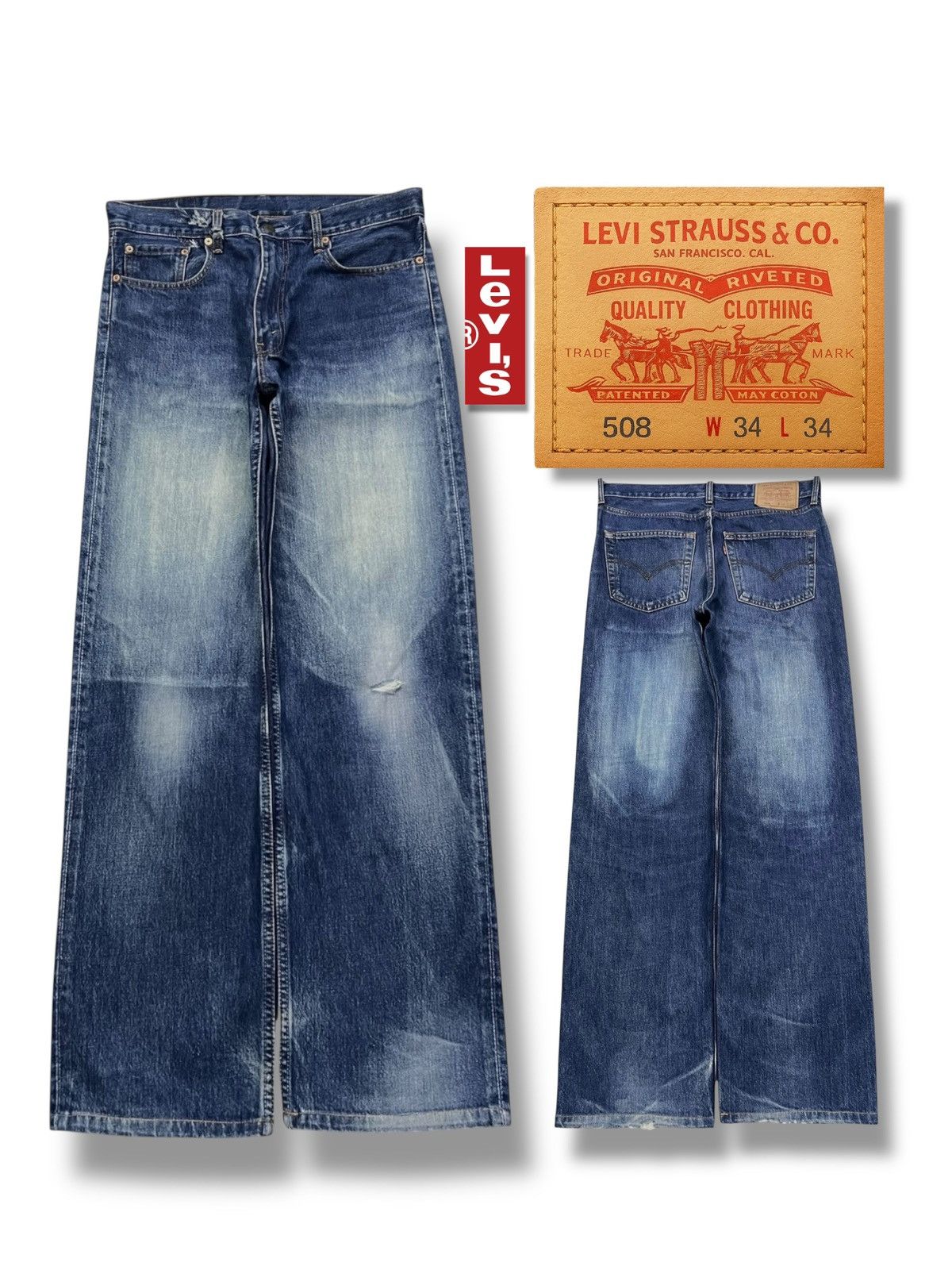 Levi's Baggy Vintage 00s Levi’s 508 Japan - Faded Wash Jeans Size US 34 / EU 50 - 1 Thumbnail