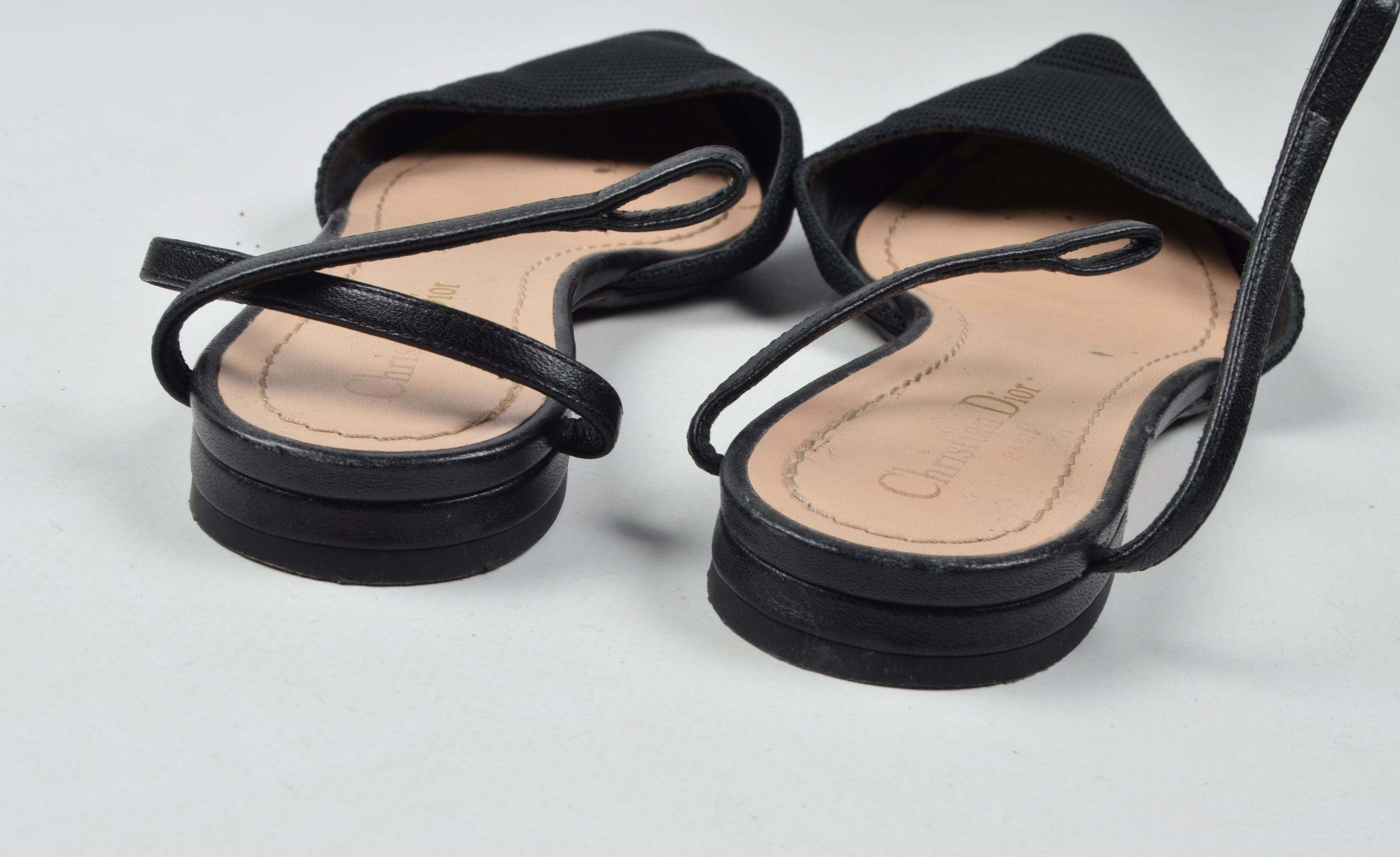 Dior Dior Black Canvas J'Adior Pointed Toe Flats Sandals Size US 6.5 / IT 36.5 - 7 Thumbnail
