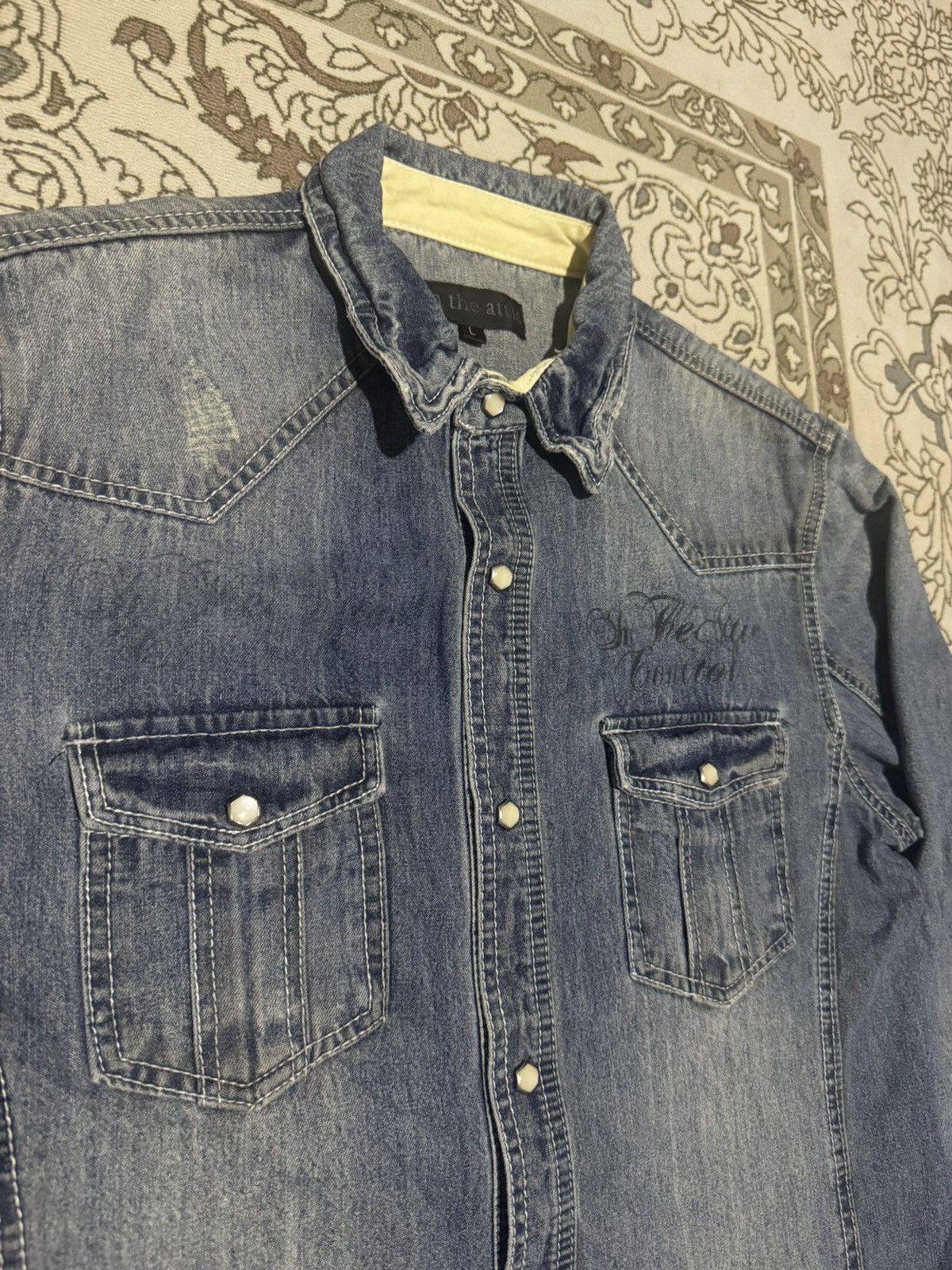Hysteric Glamour Vtg Hysteric Printed Rockers Heaven Chambray Poem LGB Style Size US L / EU 52-54 / 3 - 4 Thumbnail