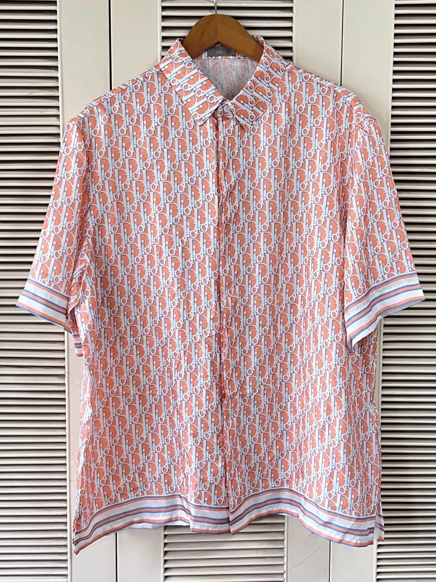 Dior Dior Men's Short Sleeve Shirt Orange/White Logo 42 Size US L / EU 52-54 / 3 - 1 Thumbnail