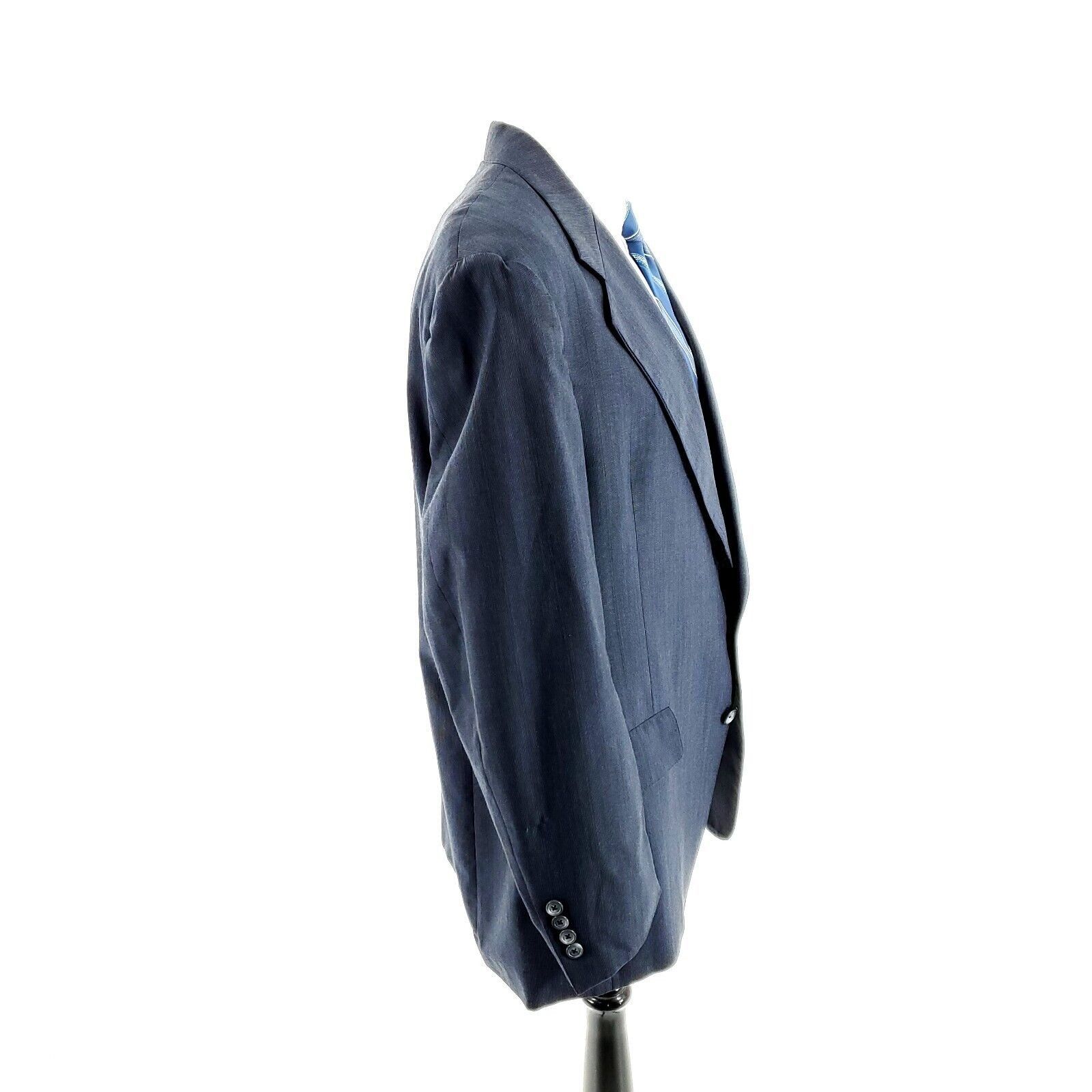 Hart Schaffner Marx DAMAGED Hart Schaffner Marx Wool 2 Button Blazer 44R Blue Po Size 44R - 7 Thumbnail