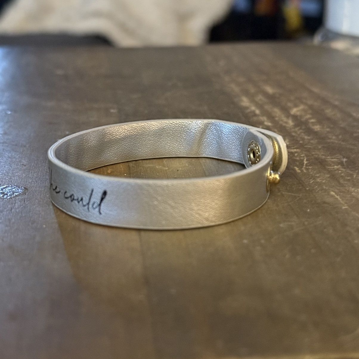 Other She believed she could metallic silver leather bracelet Size ONE SIZE - 6 Thumbnail