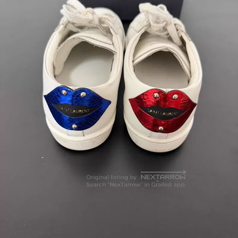 Saint Laurent Paris Saint Laurent Paris Blue and Red Lip White Shoes i Size US 7 / EU 40 - 2 Thumbnail