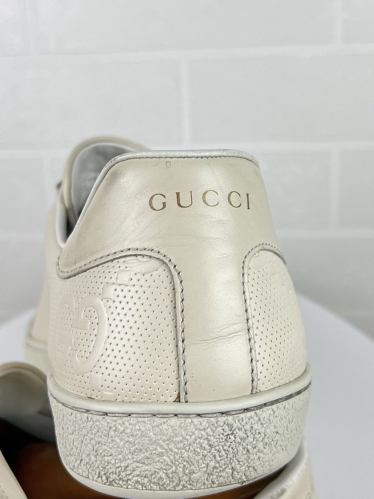 Gucci GUCCI Sneakers Leather Embossed GG Interlocking Monogram Men Size US 11.5 / EU 44-45 - 10 Thumbnail
