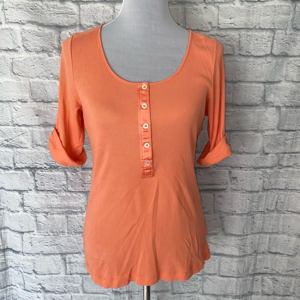 Ralph Lauren Ralph Lauren women M 100% cotton elbow sleeve blouse orange Size M / US 6-8 / IT 42-44 - 1 Thumbnail