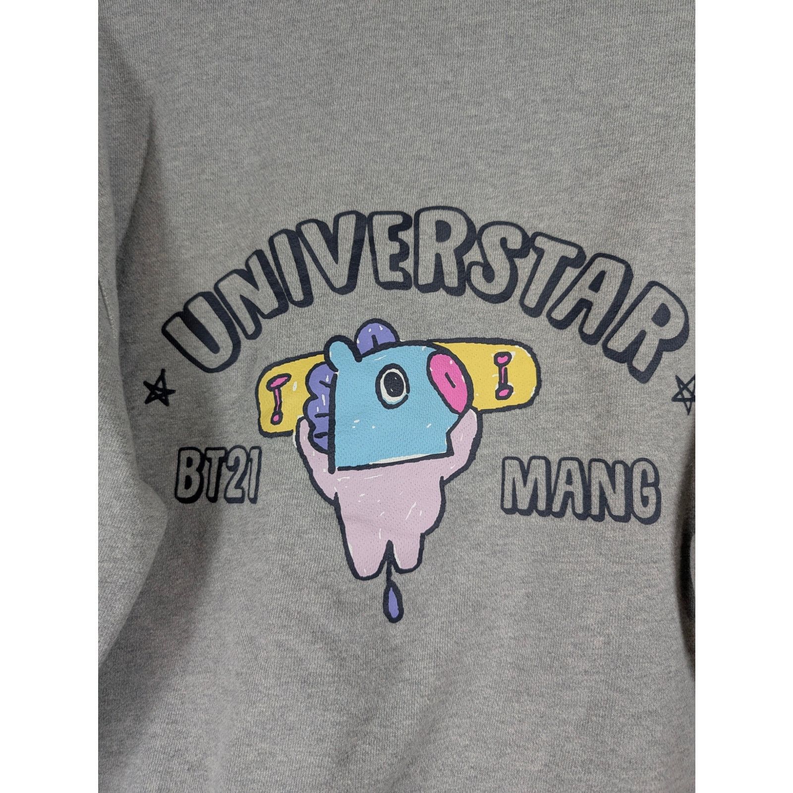 Unknown London BT21 Universtar Mang Gray Crewneck 100% Cotton BTS Large Size L / US 10 / IT 46 - 4 Thumbnail