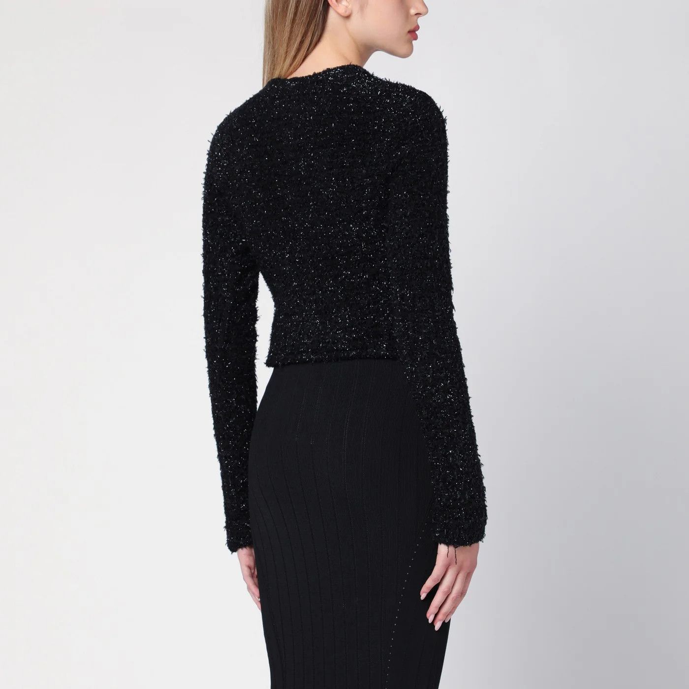 Balenciaga o1d2blof0426 Cotton Cropped Cardigan in Black Size M / US 6-8 / IT 42-44 - 3 Thumbnail