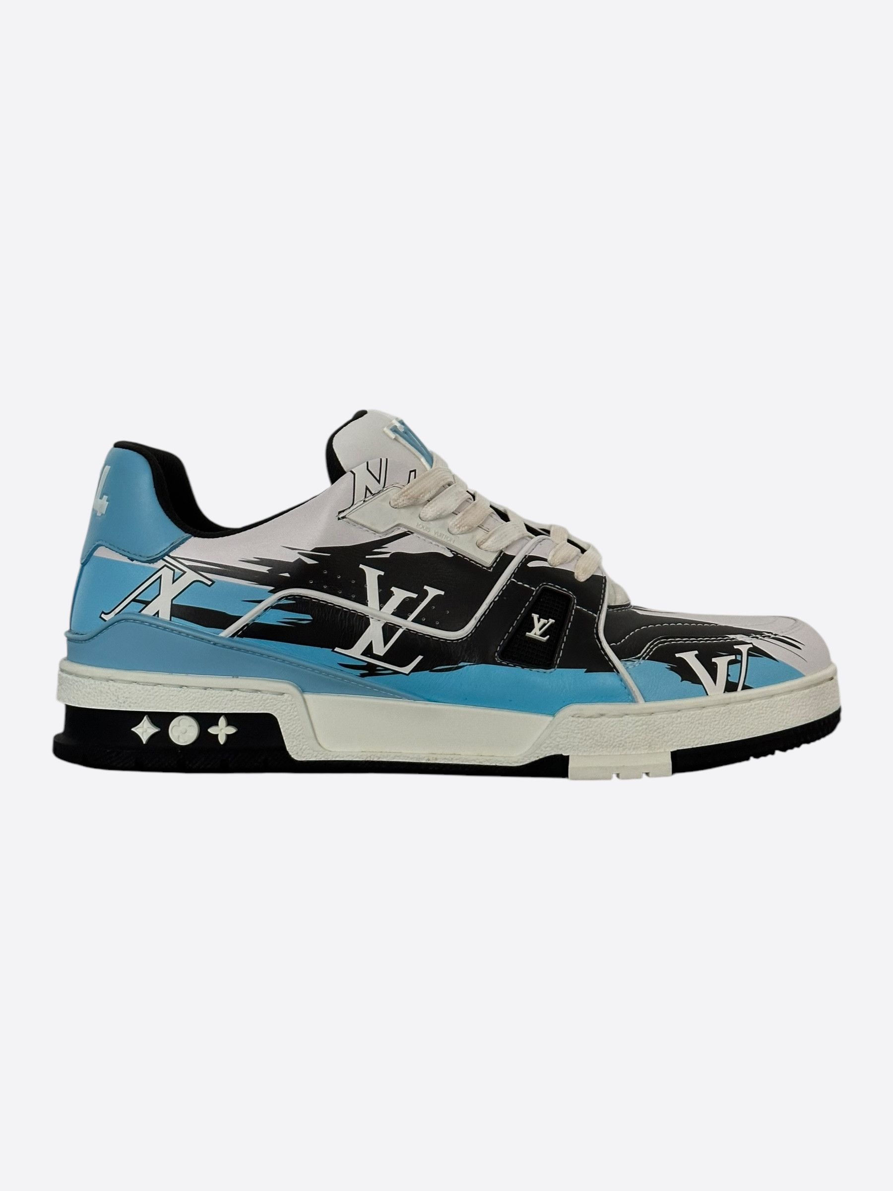 Louis Vuitton Louis Vuitton Black & Blue Logo Trainers Size US 10 / EU 43 - 1 Thumbnail