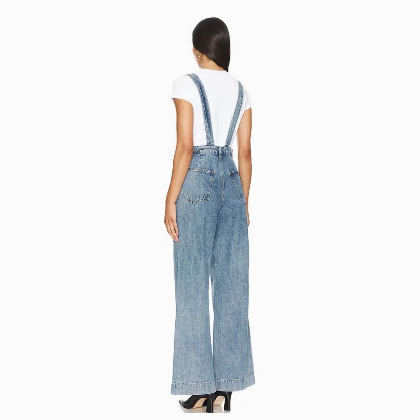WeWoreWhat Jumper Wide Leg Denim We Wore What Bib Overalls size 26 Size 26" / US 2 / IT 38 - 3 Thumbnail