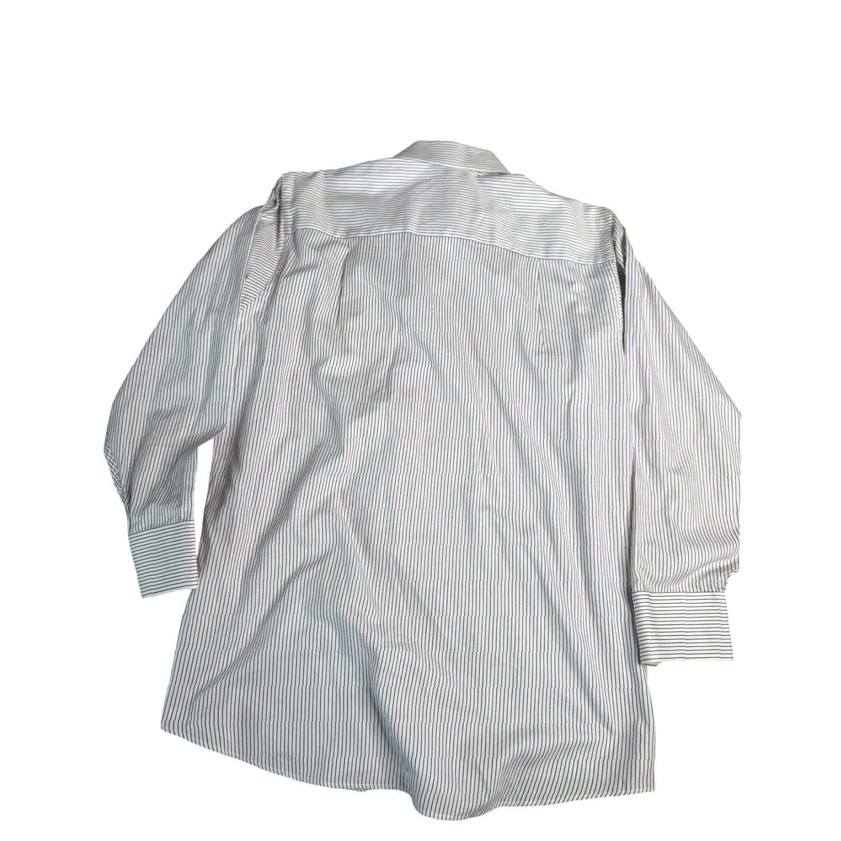 Vintage Donald J Trump Signature Collection Dress Shirt Striped 16.5 32/33 Long Sleeve White Men Regular Button Down Pocket Cotton Size 46R - 8 Thumbnail