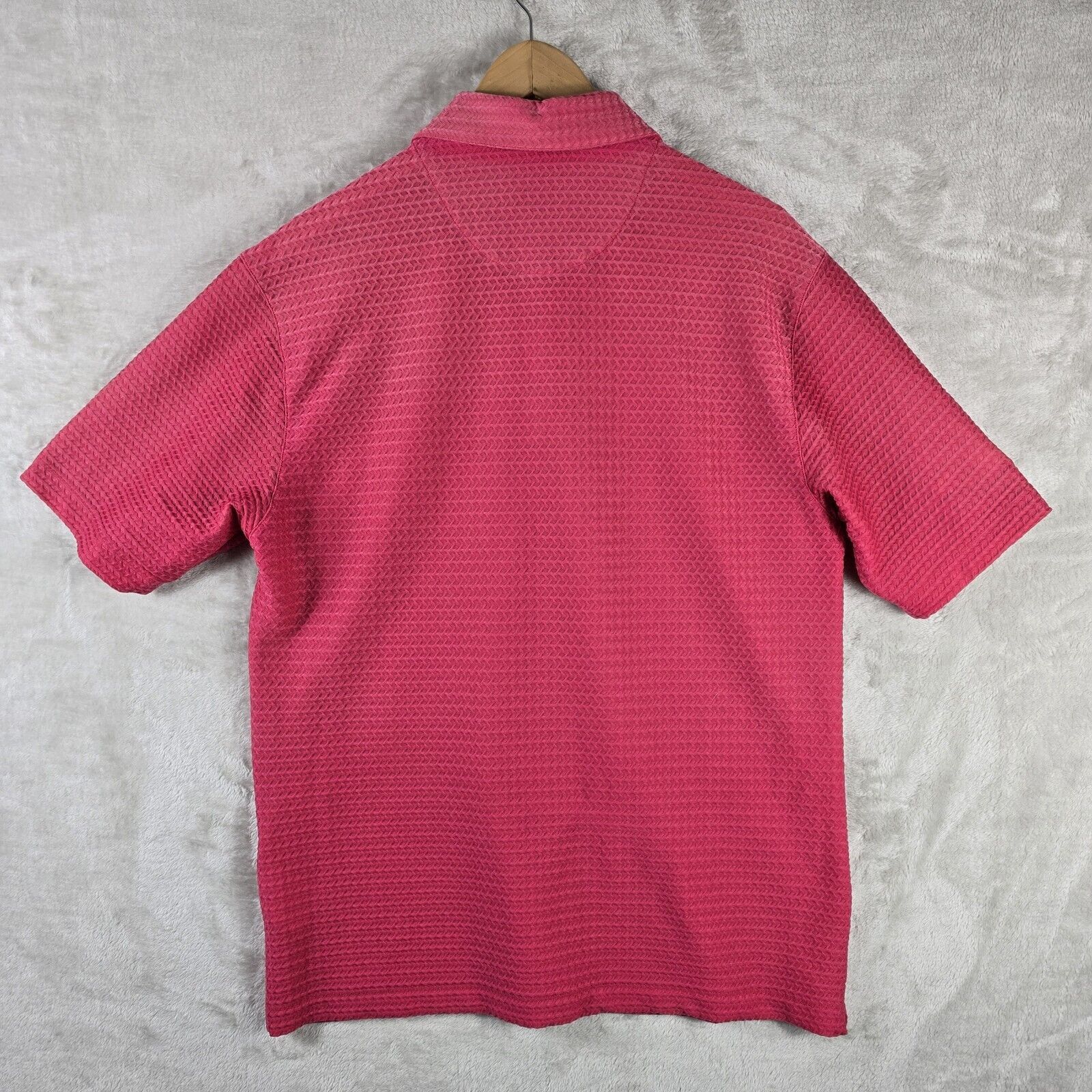 Tiger Woods Tiger Woods Textured Polo Shirt Mens Large Pink Golf Size US L / EU 52-54 / 3 - 12 Thumbnail