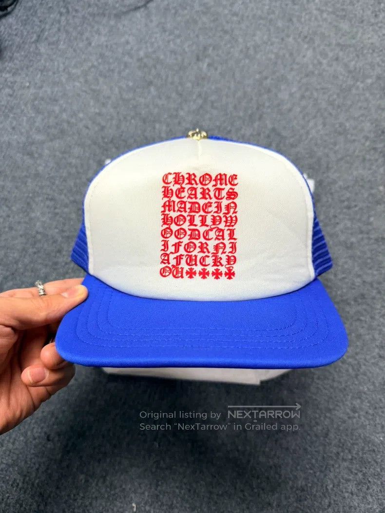 CHROME HEARTS Size OS Blue and white Sanskrit alphabet base