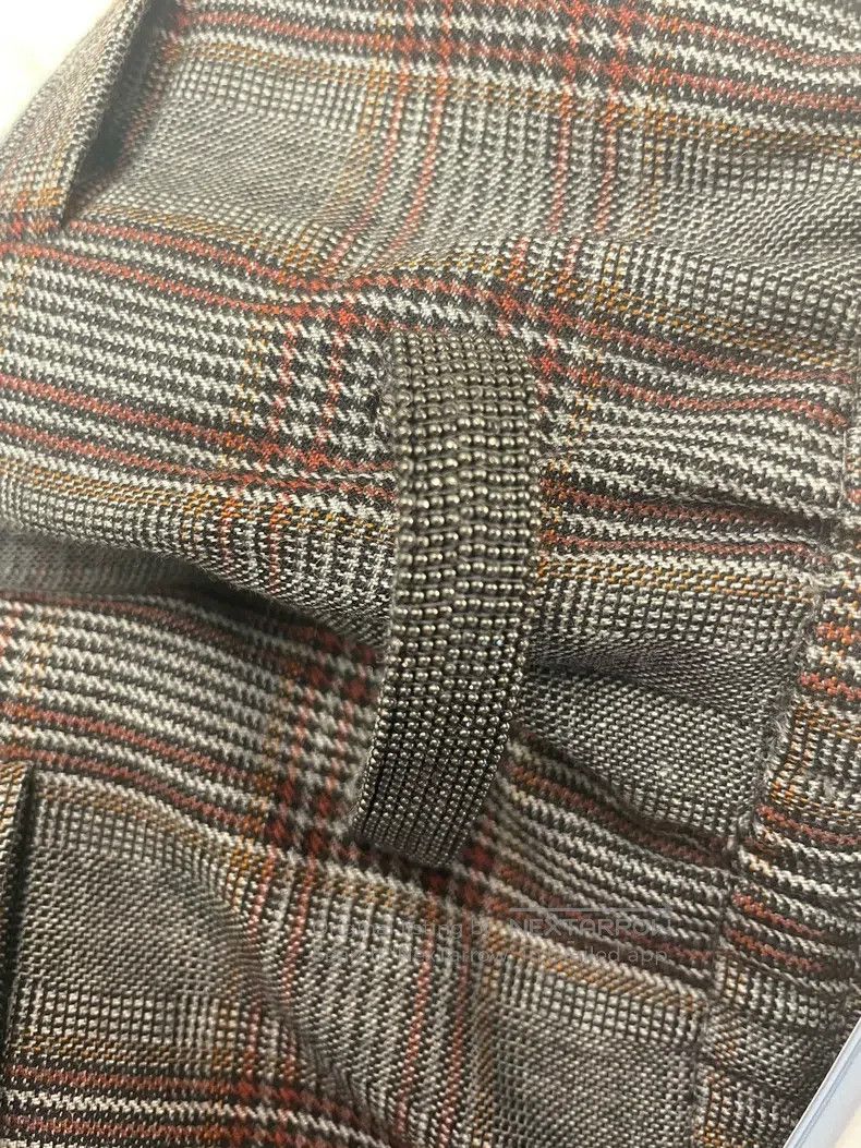 Brunello Cucinelli Brunello Cucinelli Color-Blocked Plaid Beaded New Wool Tro Size 27" / US 4 / IT 40 - 8 Thumbnail