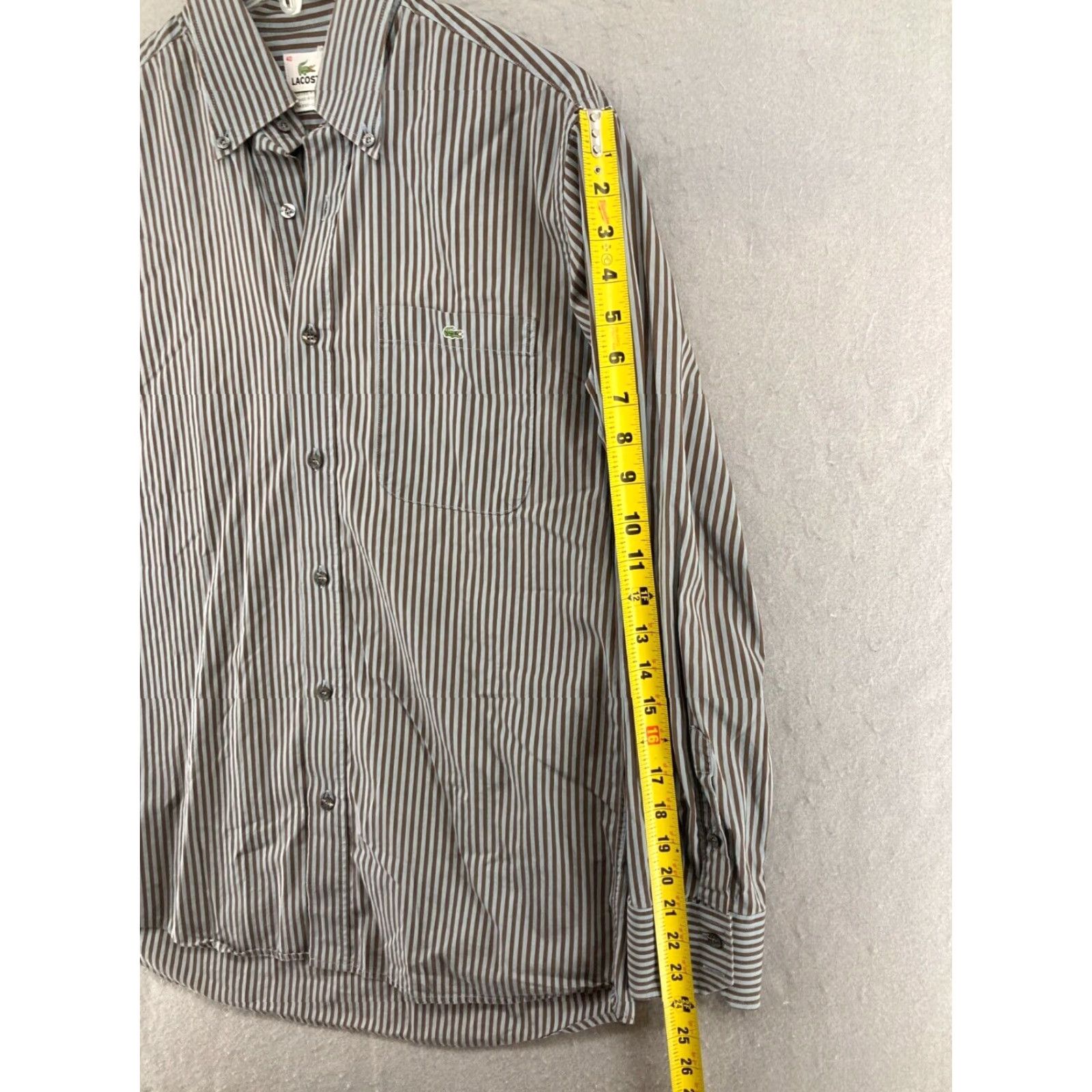 Lacoste Lacoste Mens Shirt 40 Blue Stripe Button Up Crocodile Shirt Regular Knit? Size US L / EU 52-54 / 3 - 4 Thumbnail