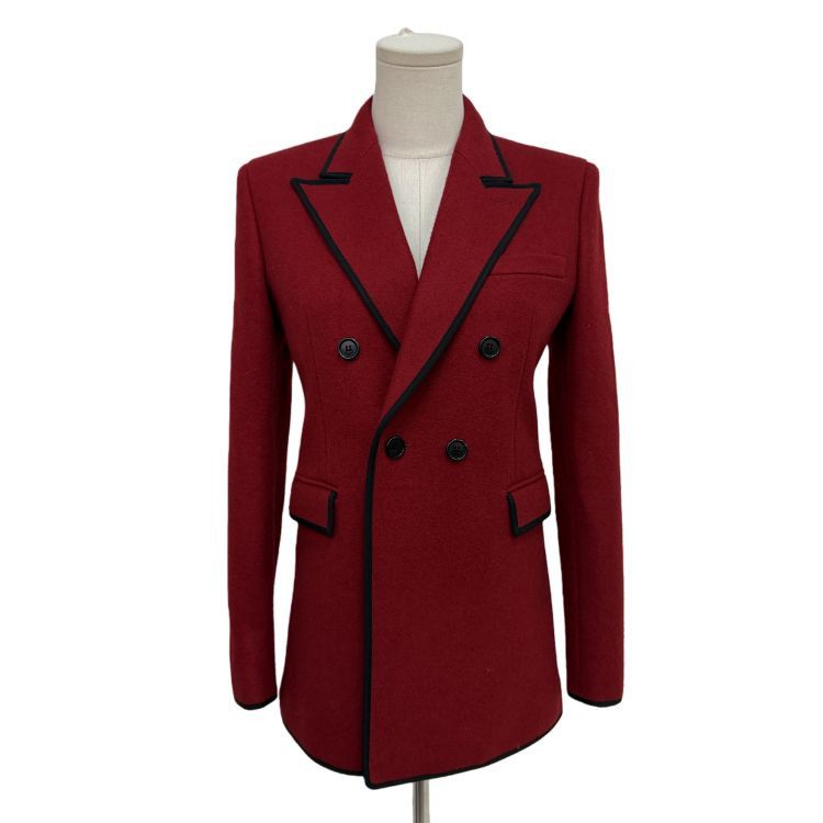 Saint Laurent Paris Saint Laurent Red Trimmed Blazer Size 36 Size XS / US 0-2 / IT 36-38 - 1 Thumbnail