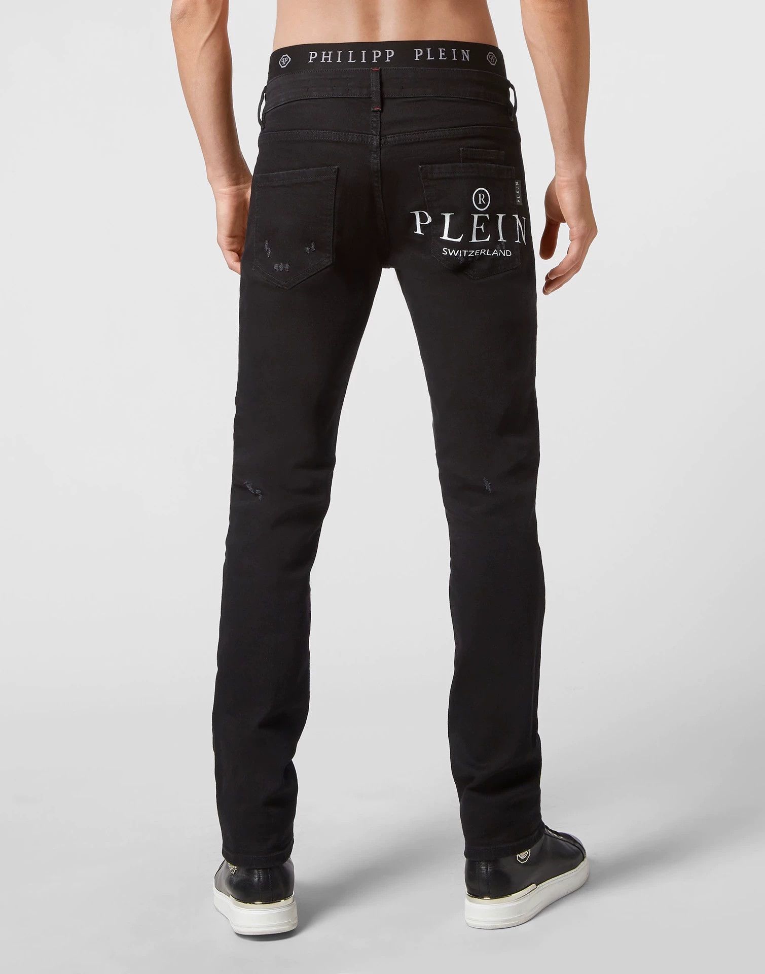 Philipp Plein Philipp Plein Black Distressed Stretch Slim Mid Jeans 36 Size US 36 / EU 52 - 2 Thumbnail