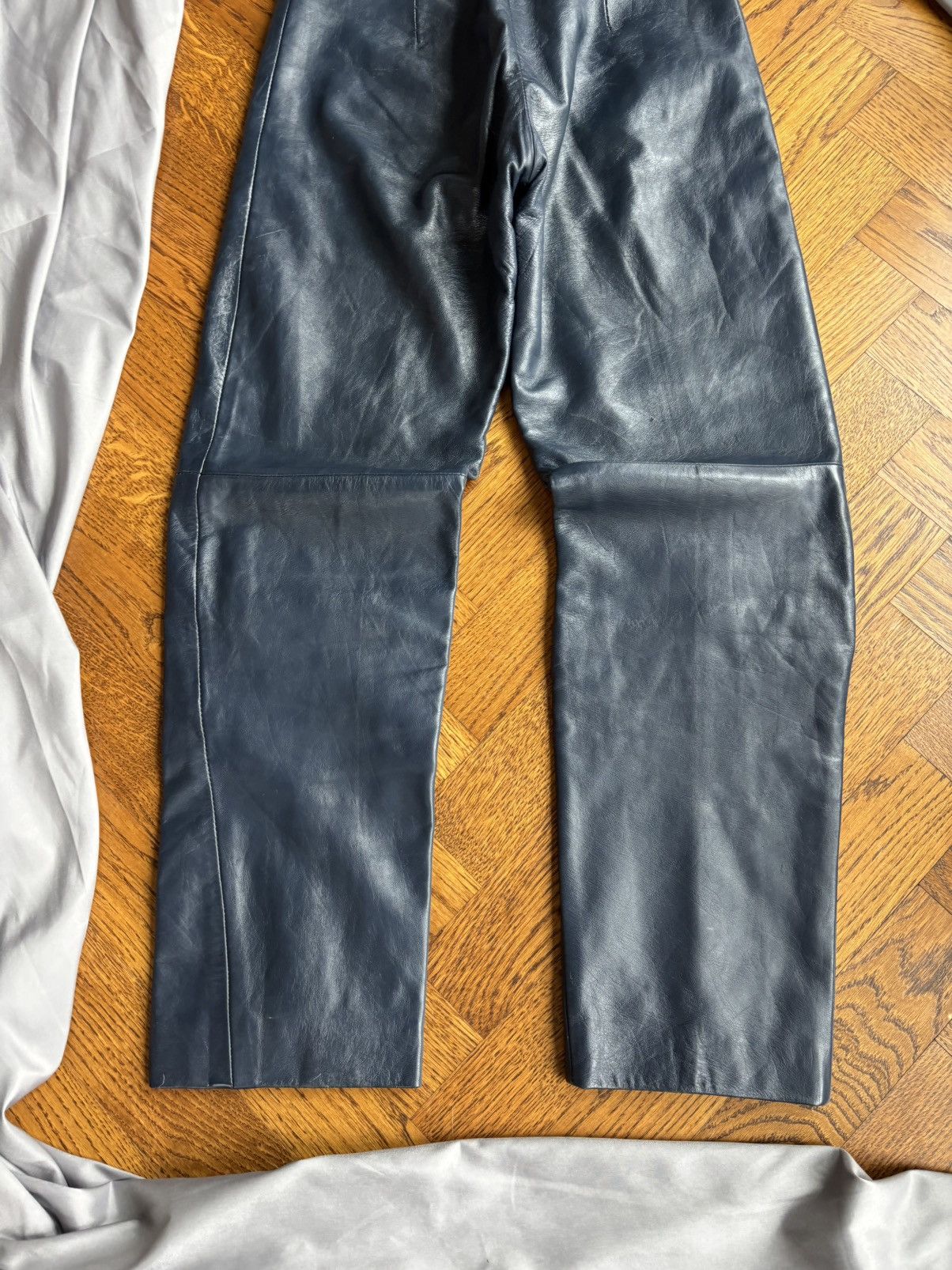 Indian Motorcycle × Leather × Vintage True Vintage Leather Pants Blue High Waisted 60s Motorcycle Size 24" / US 00 / IT 34 - 11 Thumbnail