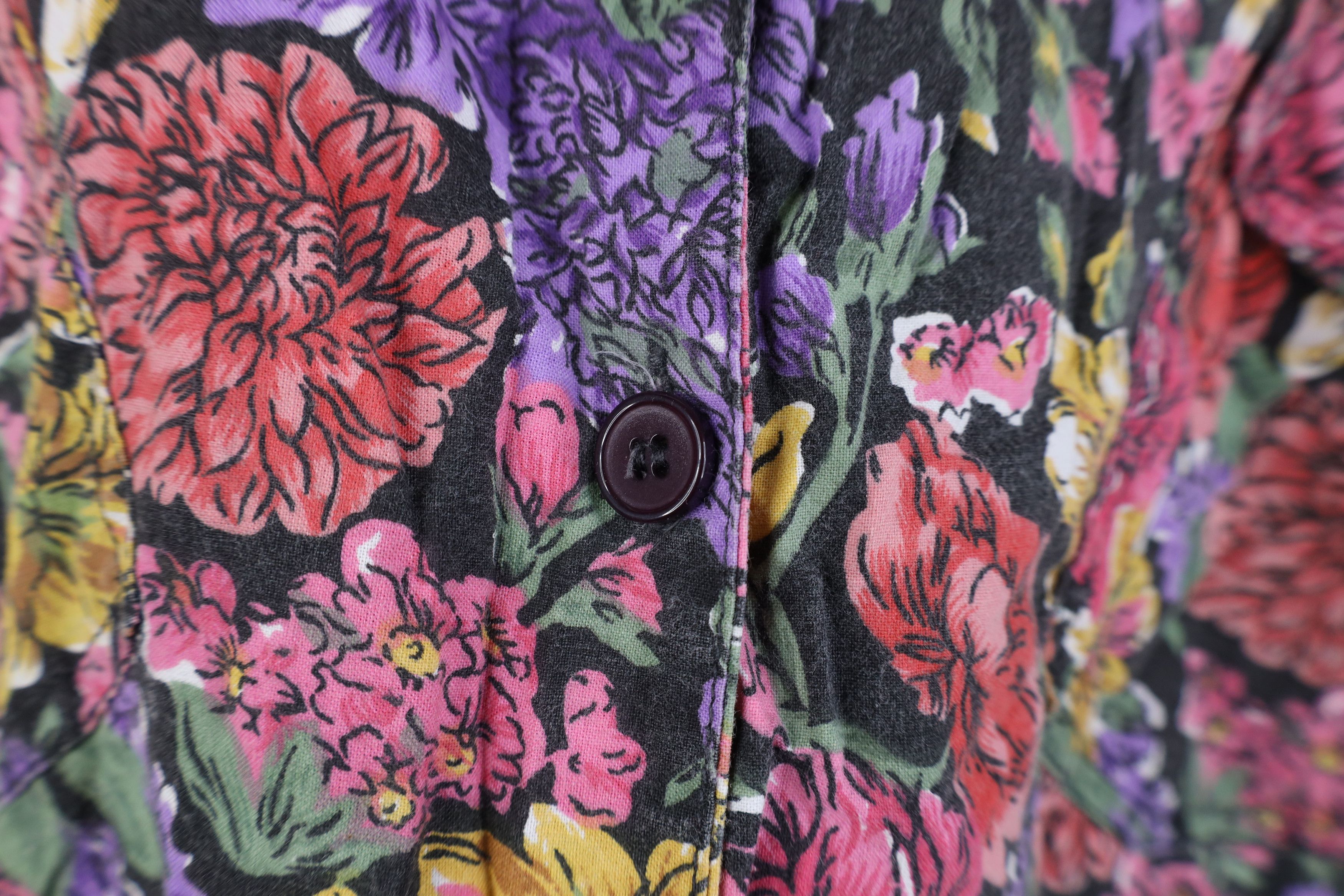 Vintage Vintage 80s 90s Streetwear Flower Dolman Sleeve Button Shirt Size S / US 4 / IT 40 - 4 Thumbnail